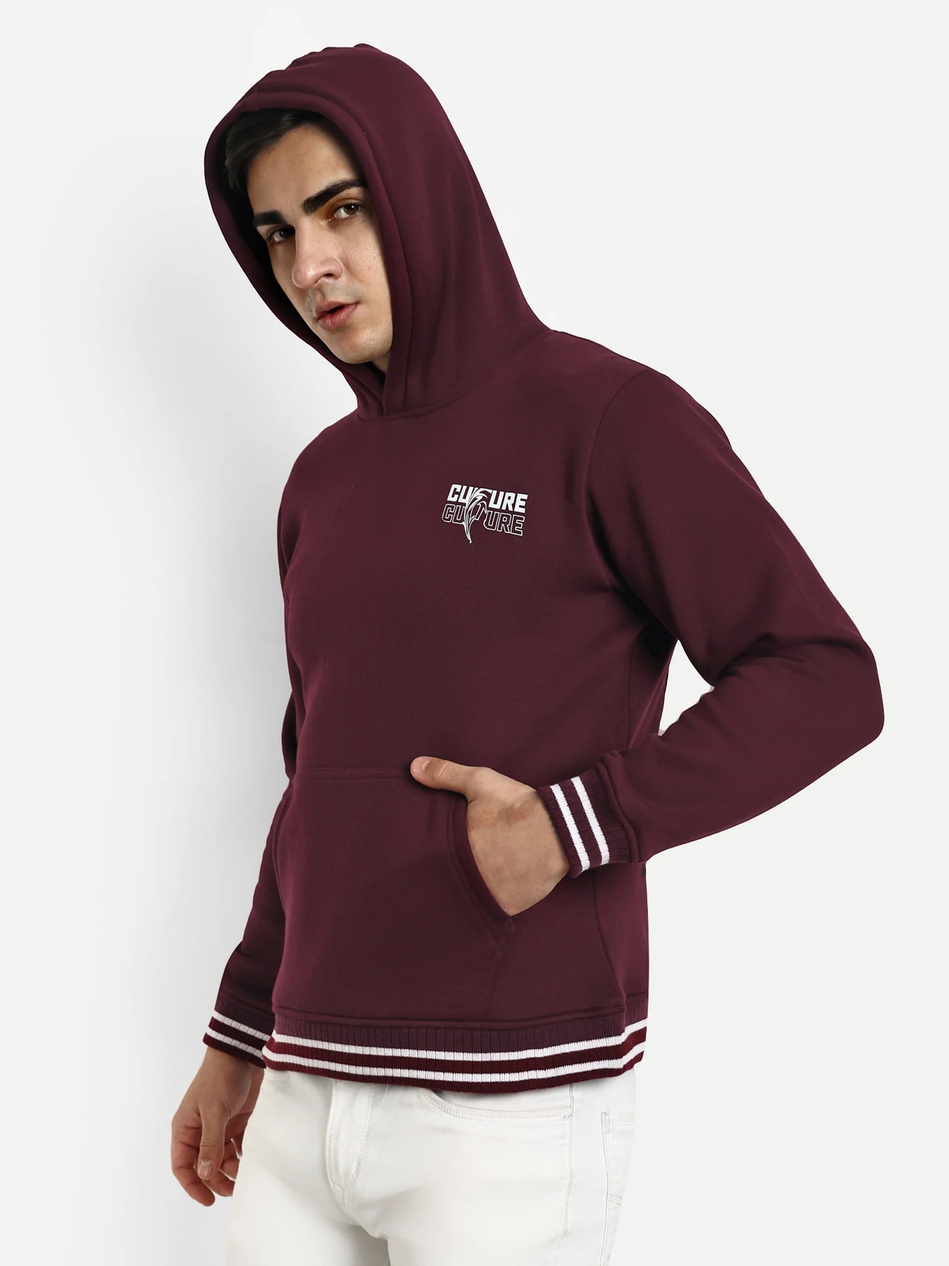 Men Printed Hoodie Maroon - Reprise
