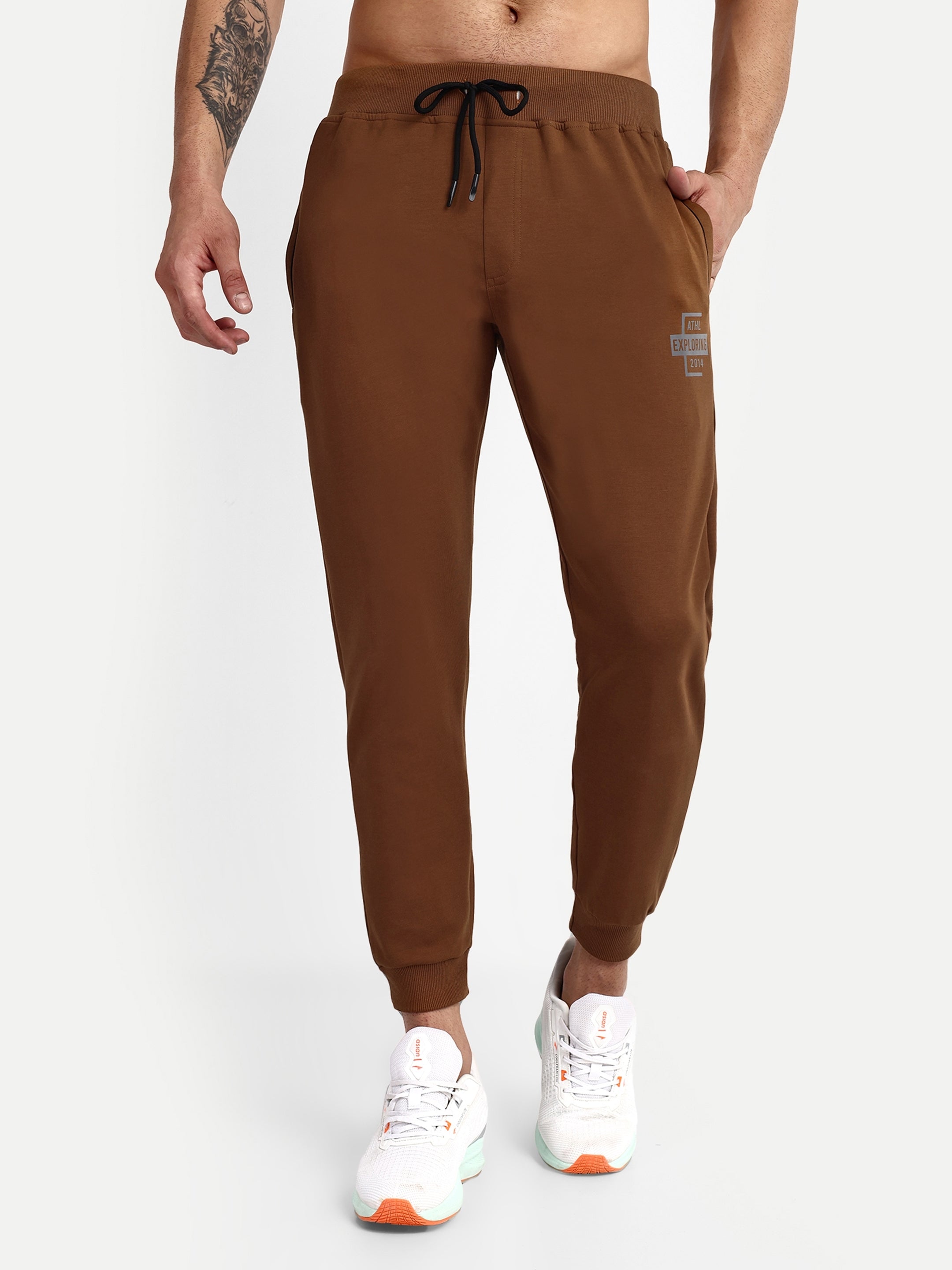 Men's Brown Cotton Casual Joggers - Reprise