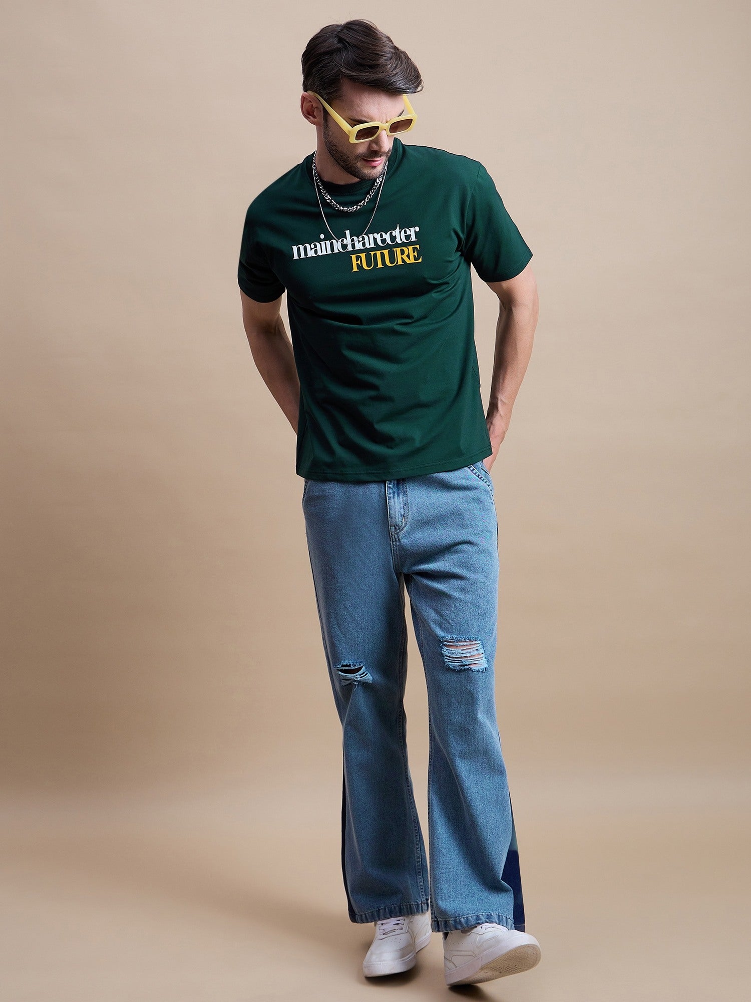 Men's Green Cotton Oversized T-Shirt - Reprise