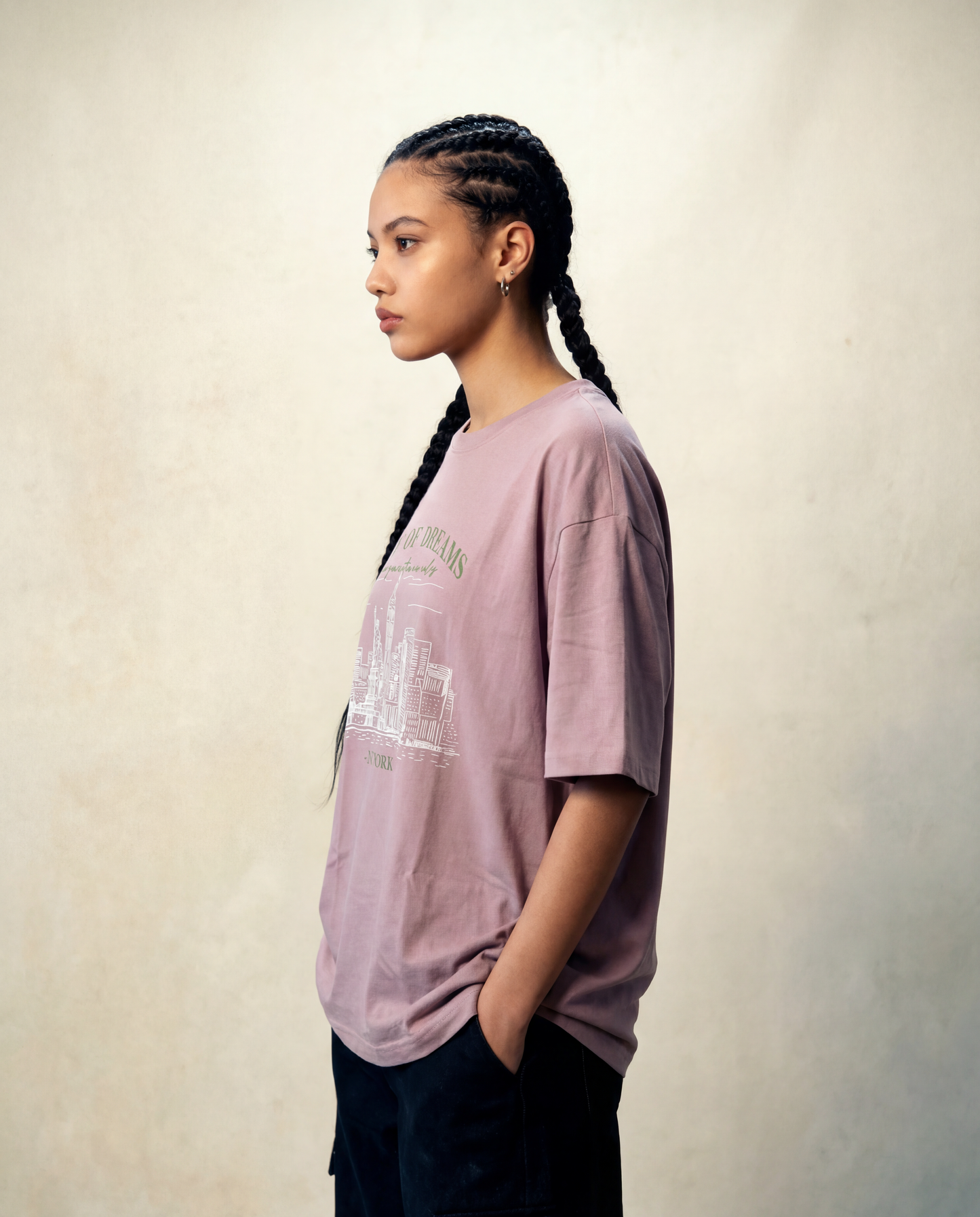 Women Oversized Round Neck Half Sleeves Tshirt Peach - Reprise