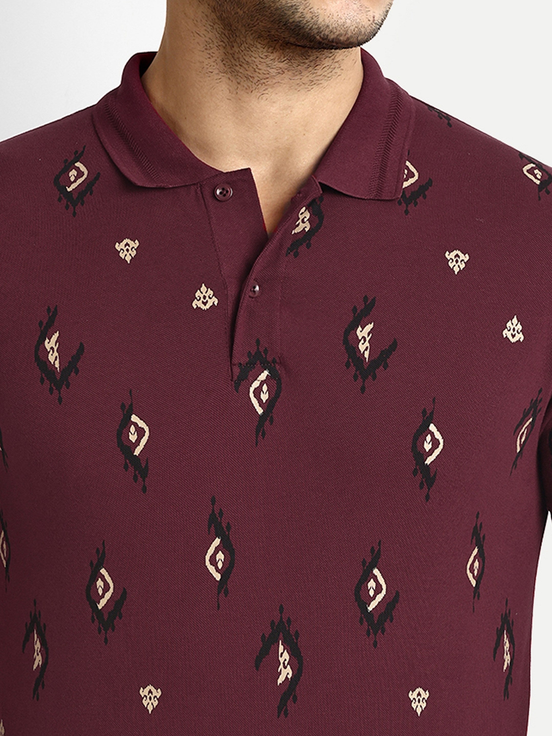 Men's Cotton Maroon Polo T-Shirts - Reprise