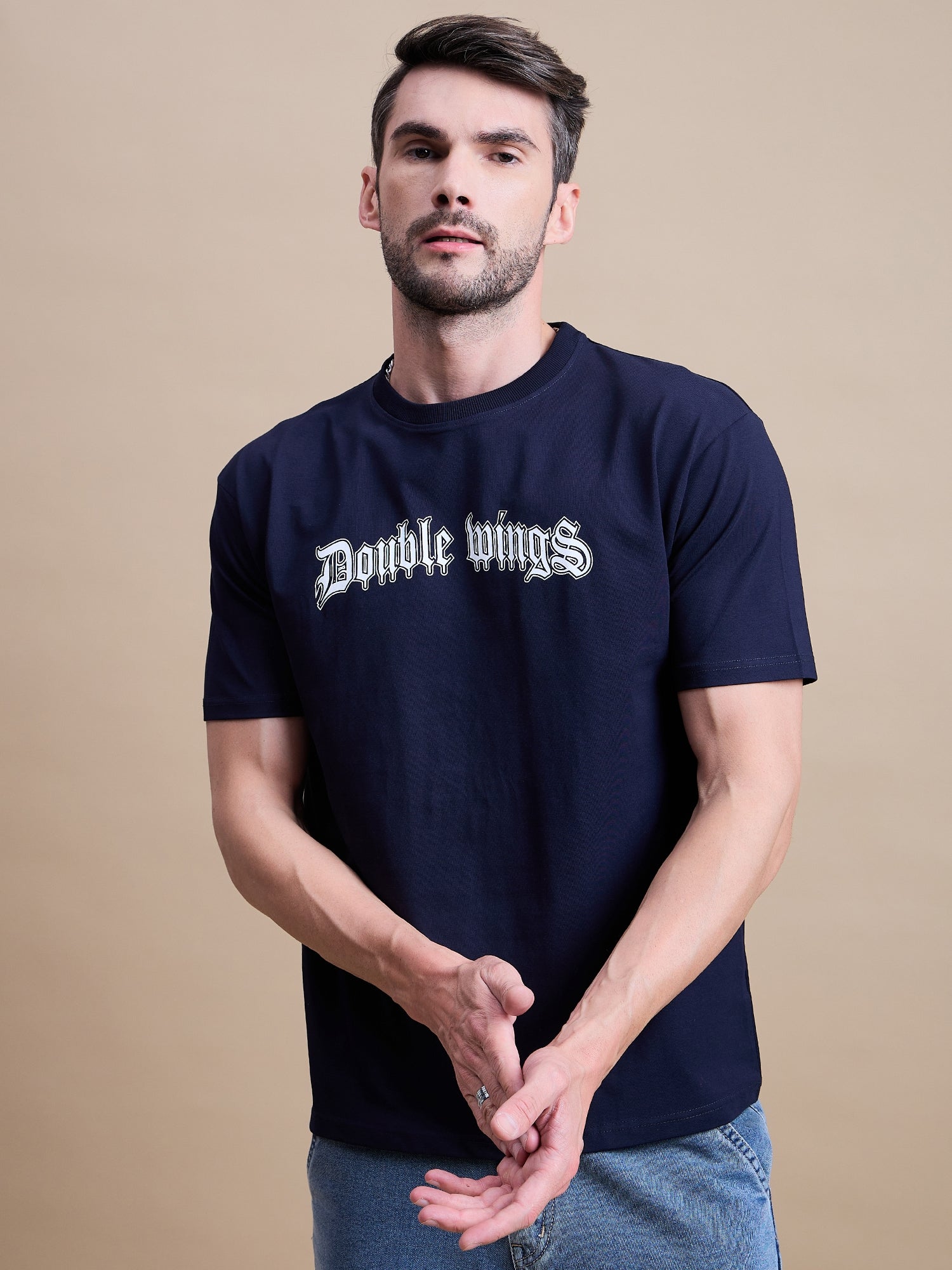 Men's Blue Cotton Oversized T-Shirt - Reprise