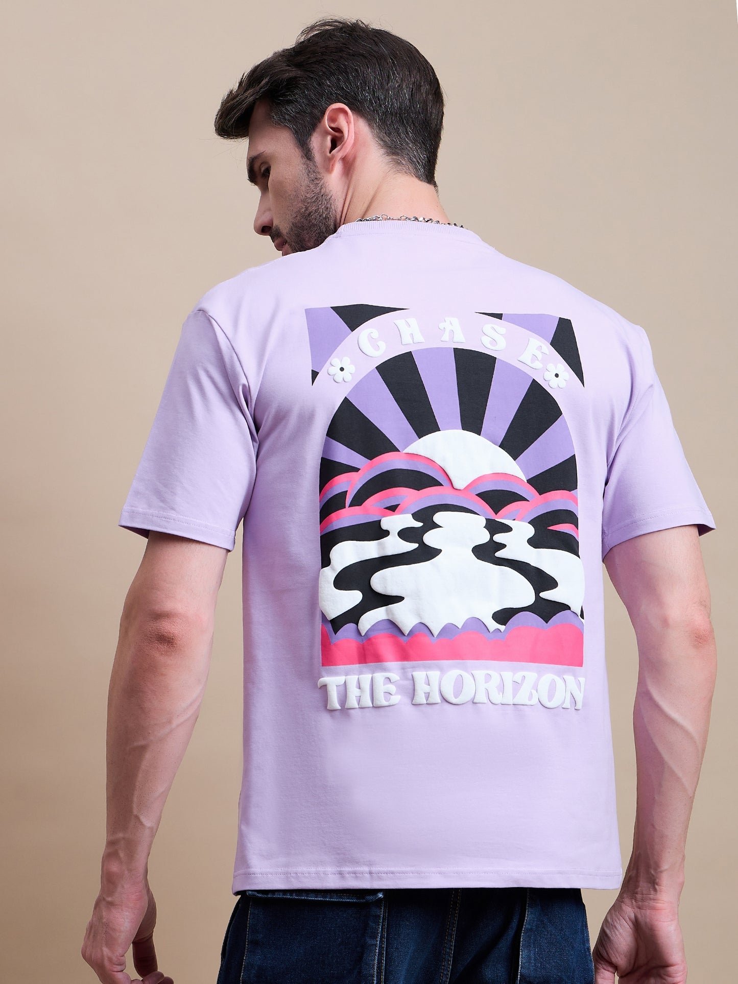 Men's Purple Cotton Oversized T-Shirt - Reprise