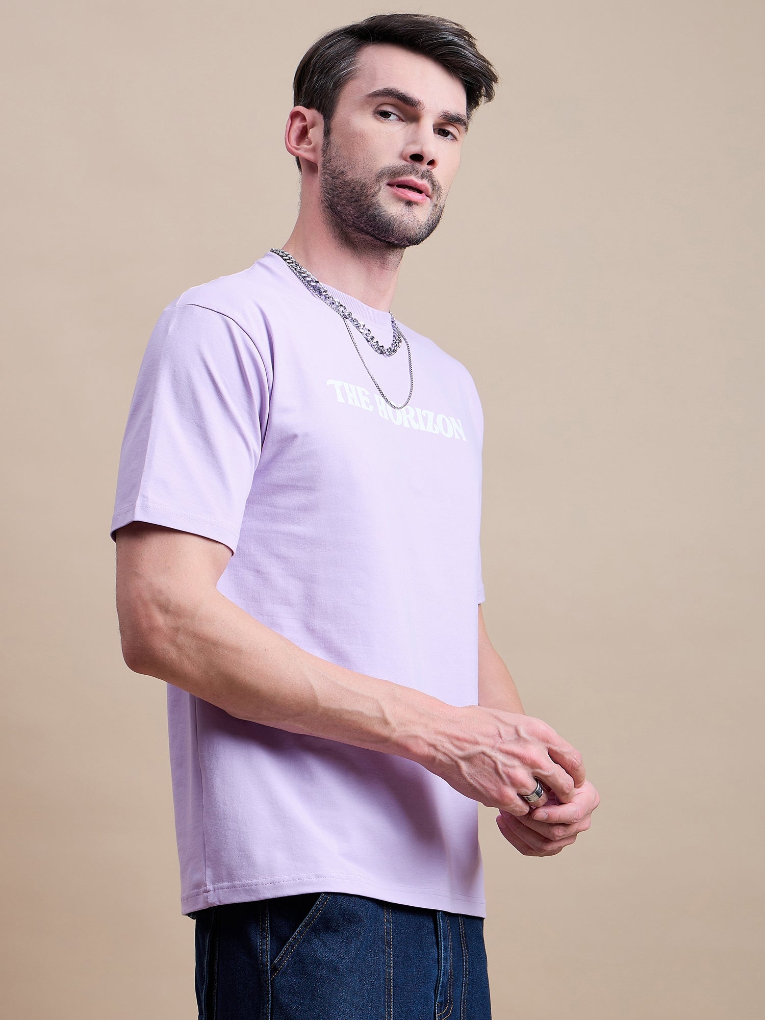 Men's Purple Cotton Oversized T-Shirt - Reprise