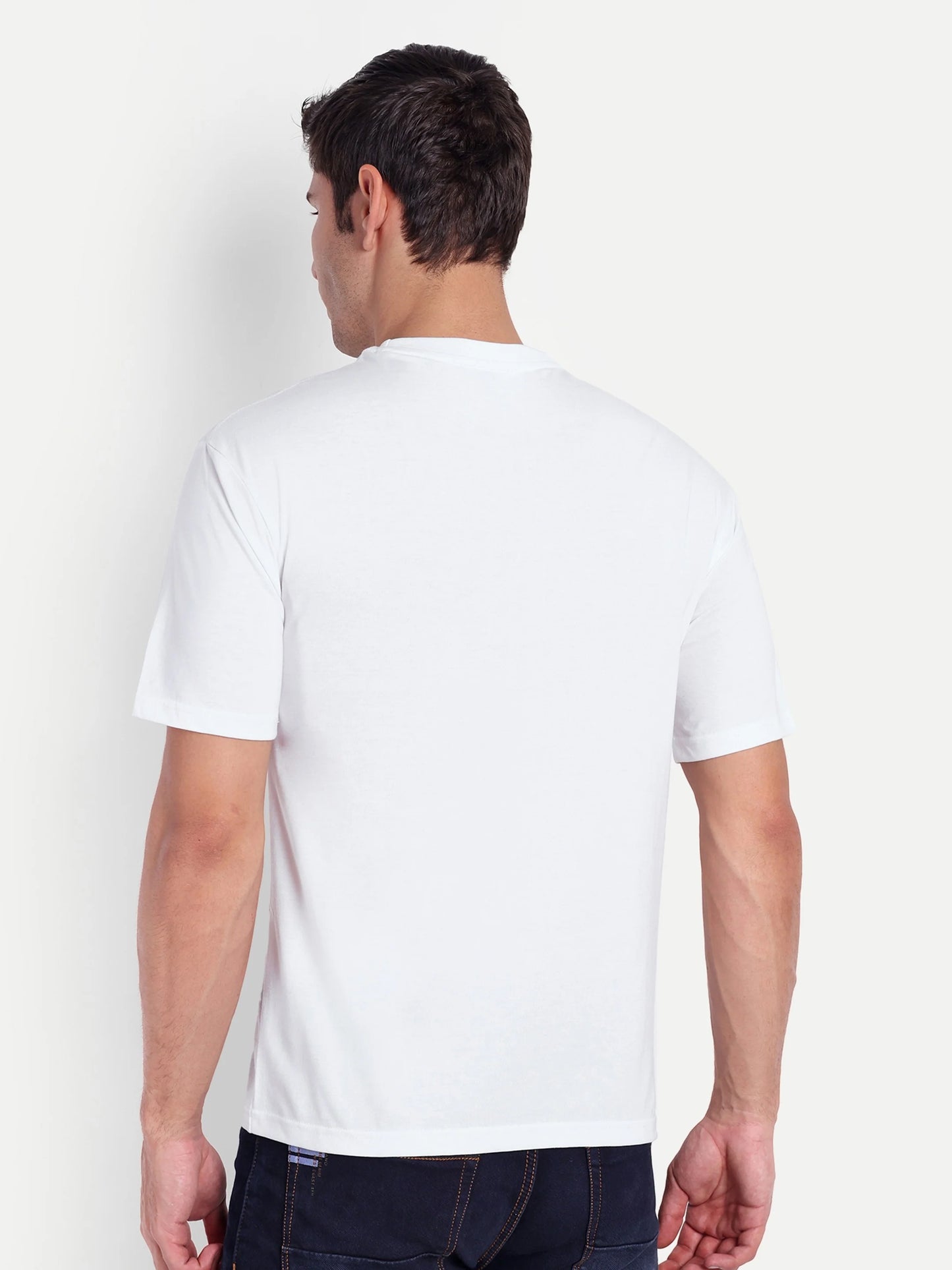 Men Printed Cotton White Regular T-Shirts