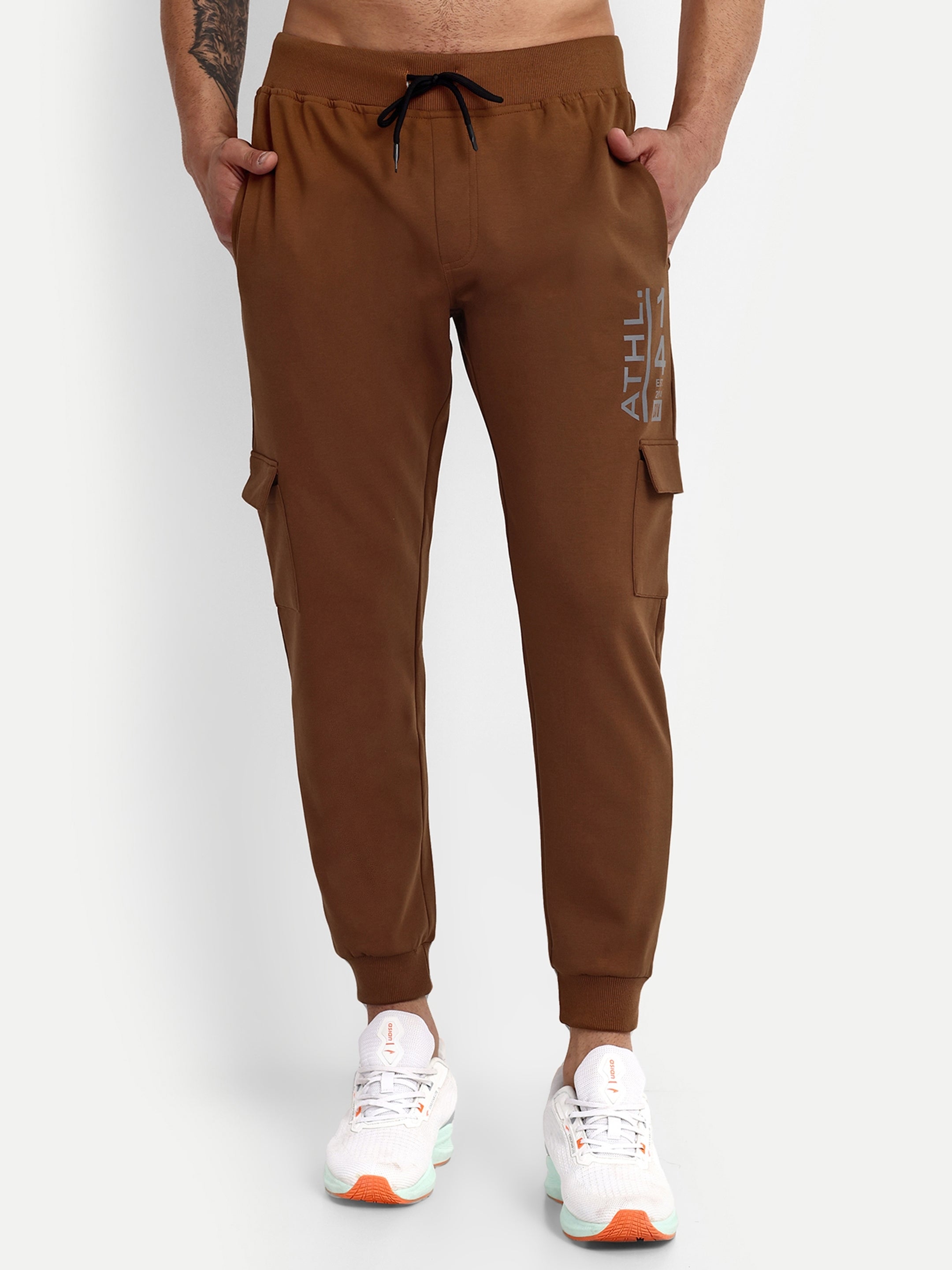 Men's Brown Cotton Casual Joggers - Reprise