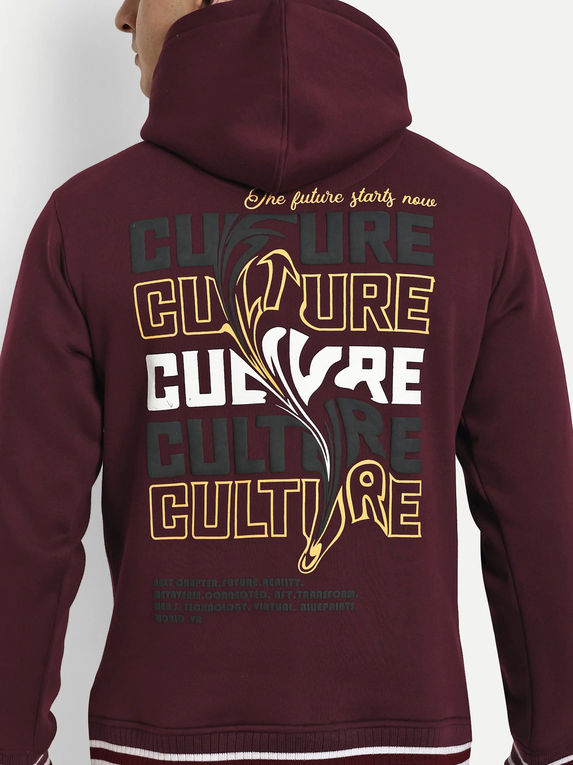 Men Printed Hoodie Maroon - Reprise