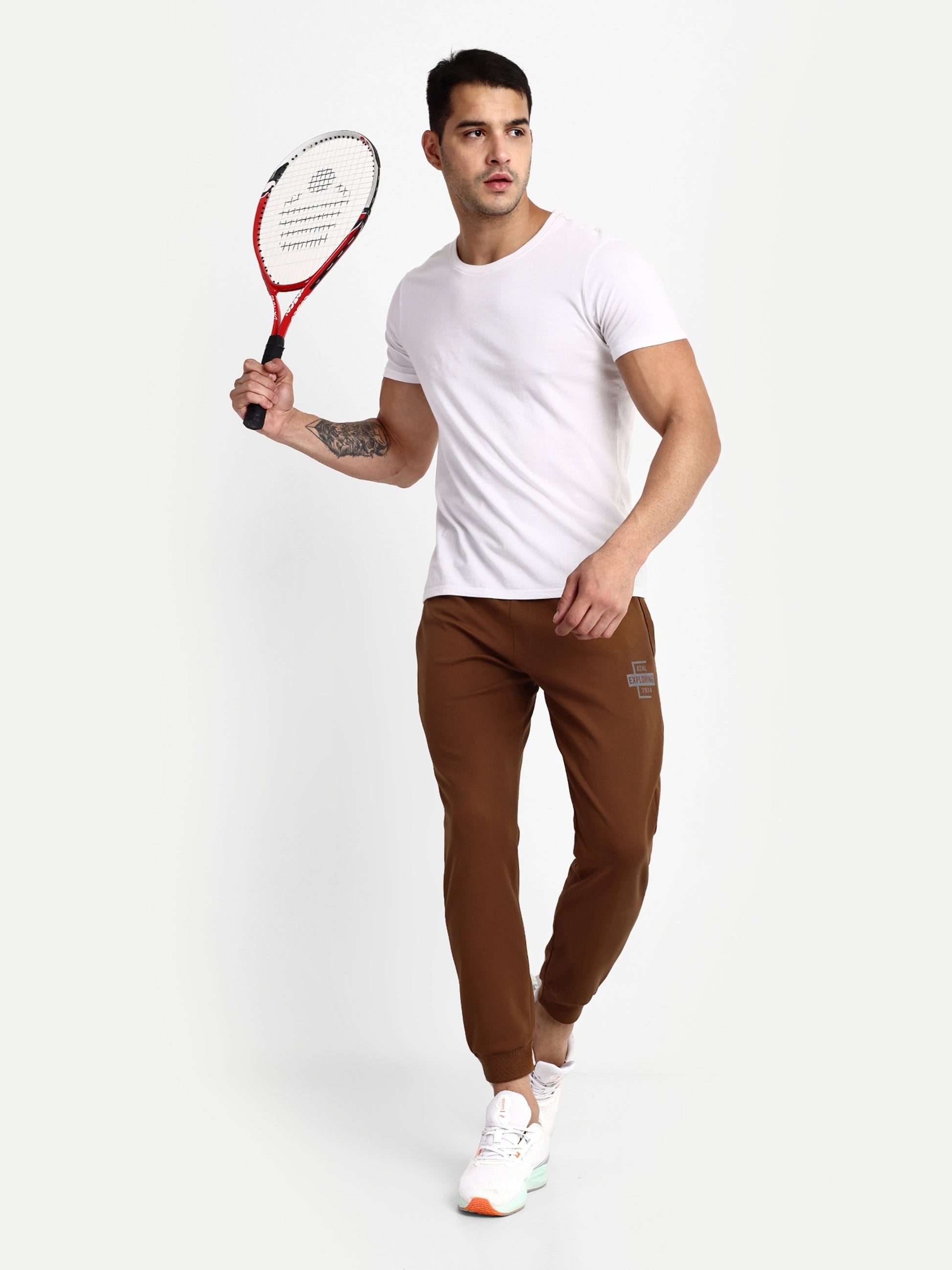 Men's Brown Cotton Casual Joggers - Reprise