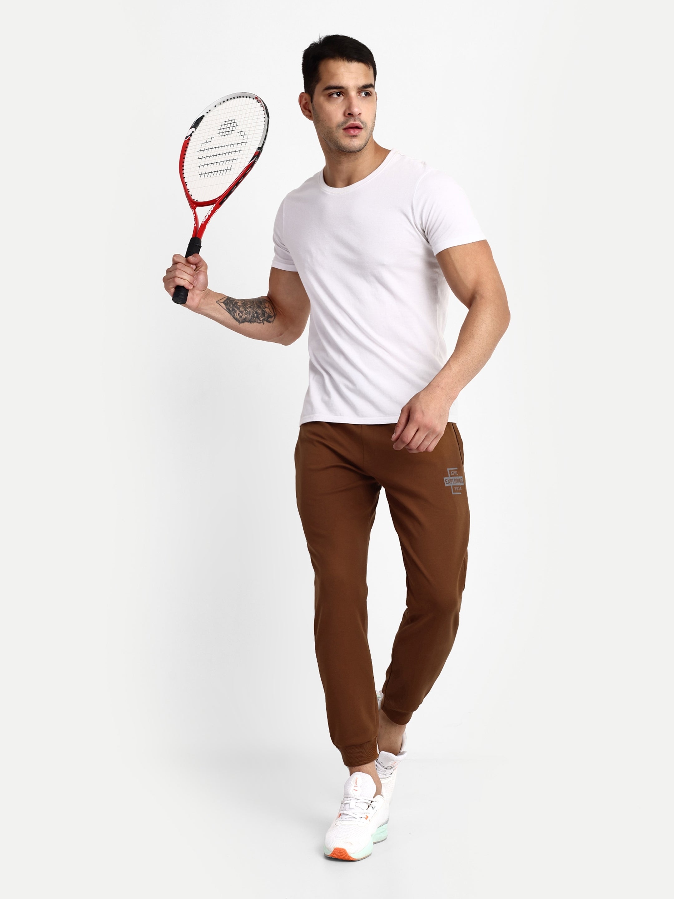 Men's Brown Cotton Casual Joggers - Reprise