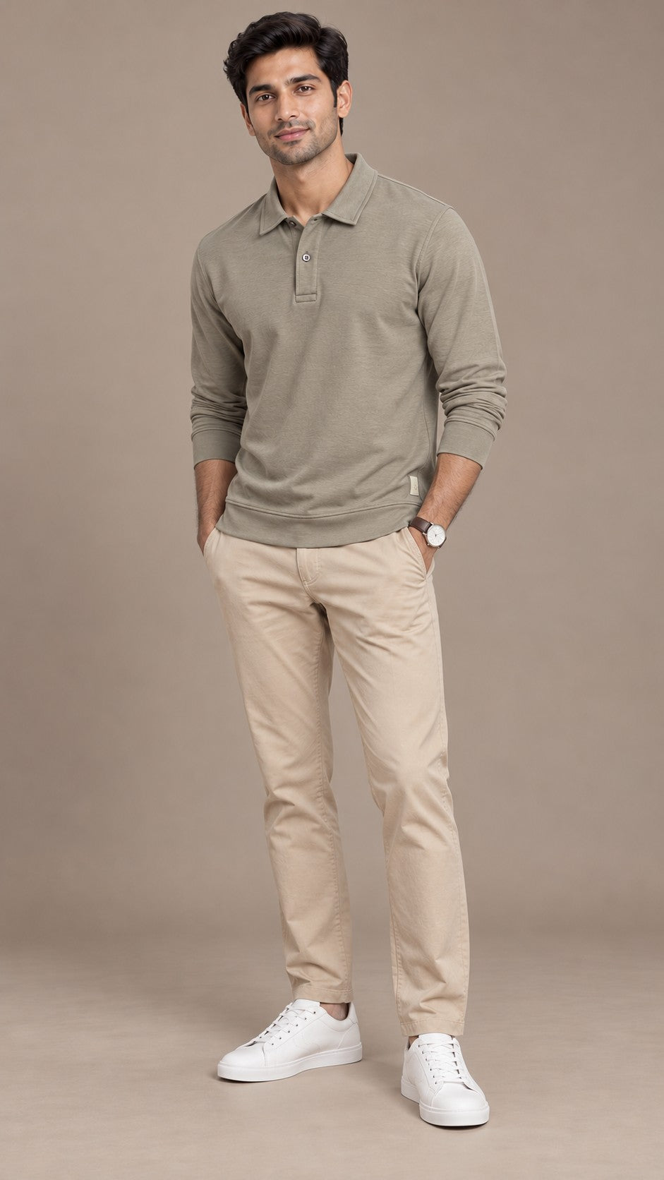 Olive Full Sleeves Polo Shirt