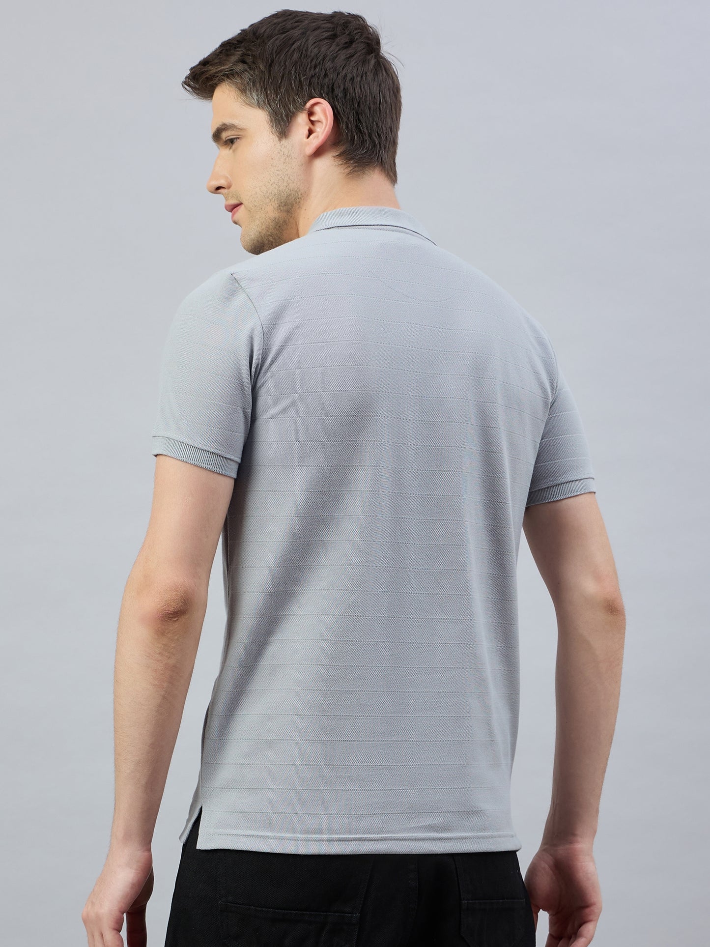 Men's Grey Cotton Polo T-Shirts - Reprise