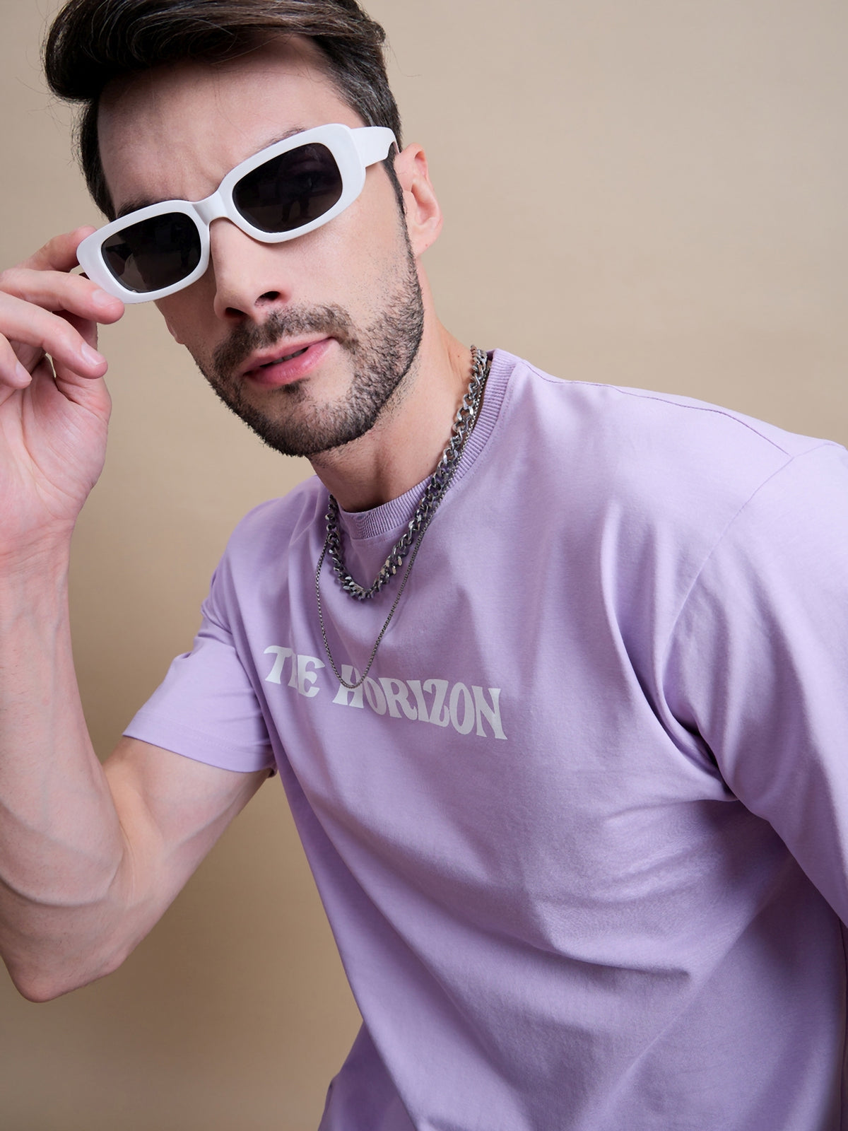 Men's Purple Cotton Oversized T-Shirt - Reprise