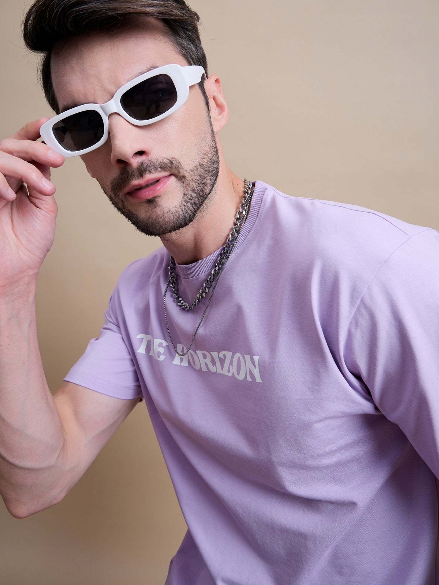 Men's Purple Cotton Oversized T-Shirt - Reprise