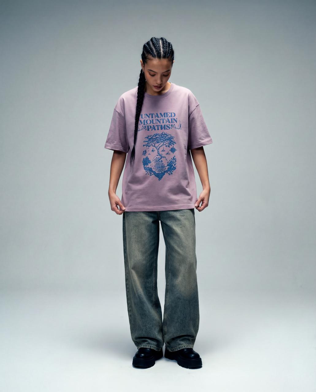 Women Oversized Round Neck Half Sleeves Tshirt Peach - Reprise