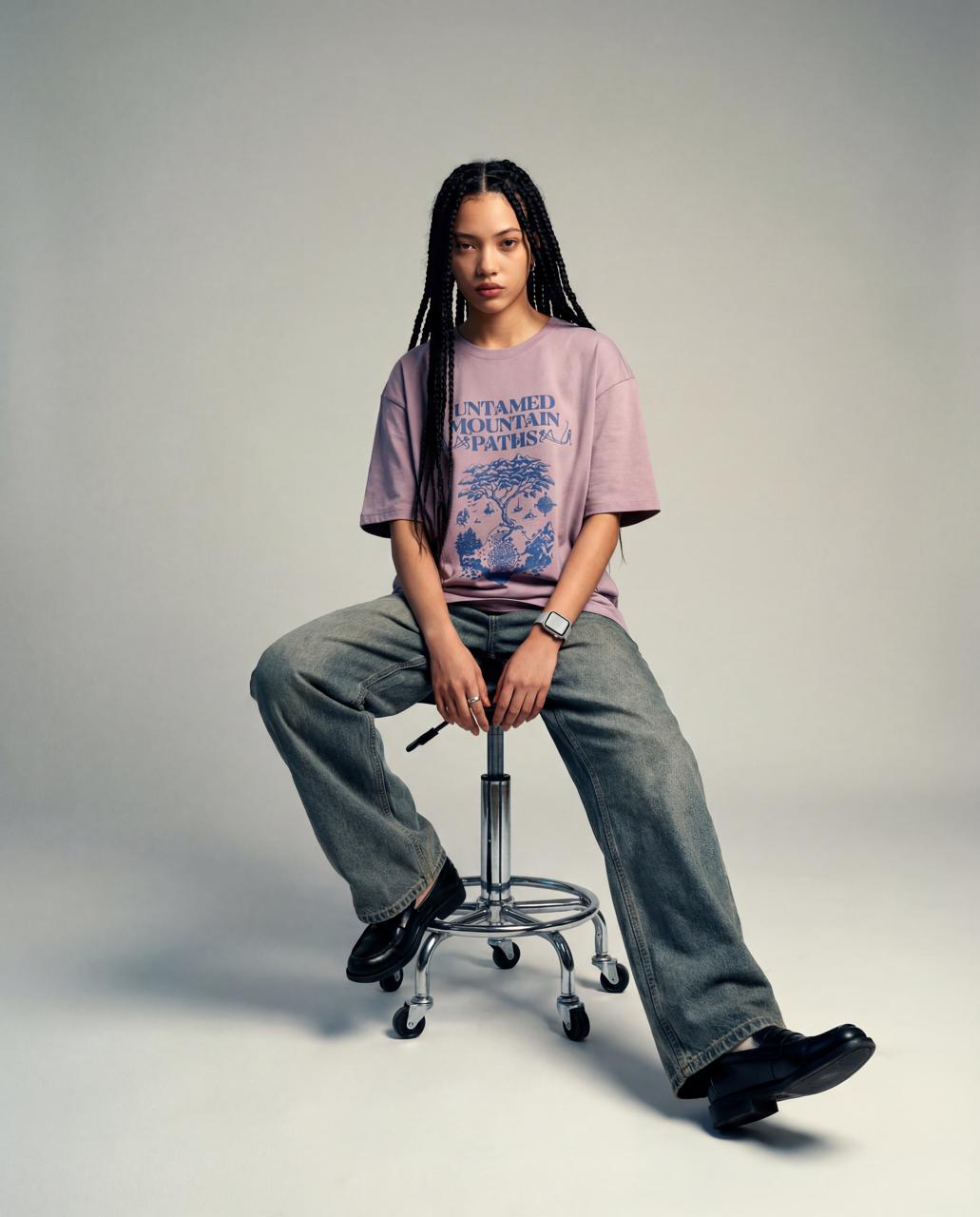 Women Oversized Round Neck Half Sleeves Tshirt Peach - Reprise