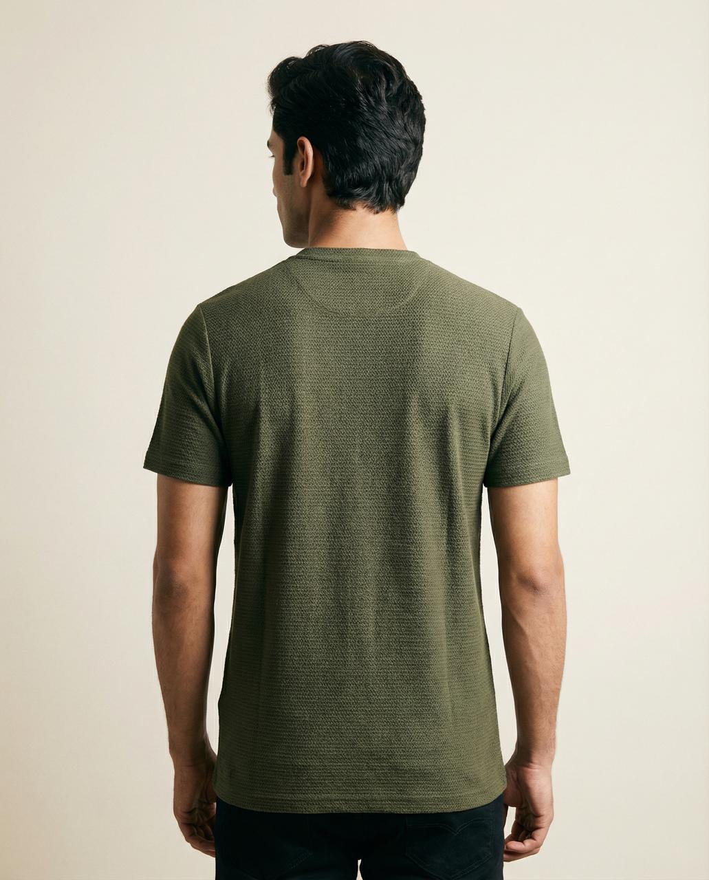 Men Olive Round Neck Half Sleeve Tshirts - Reprise