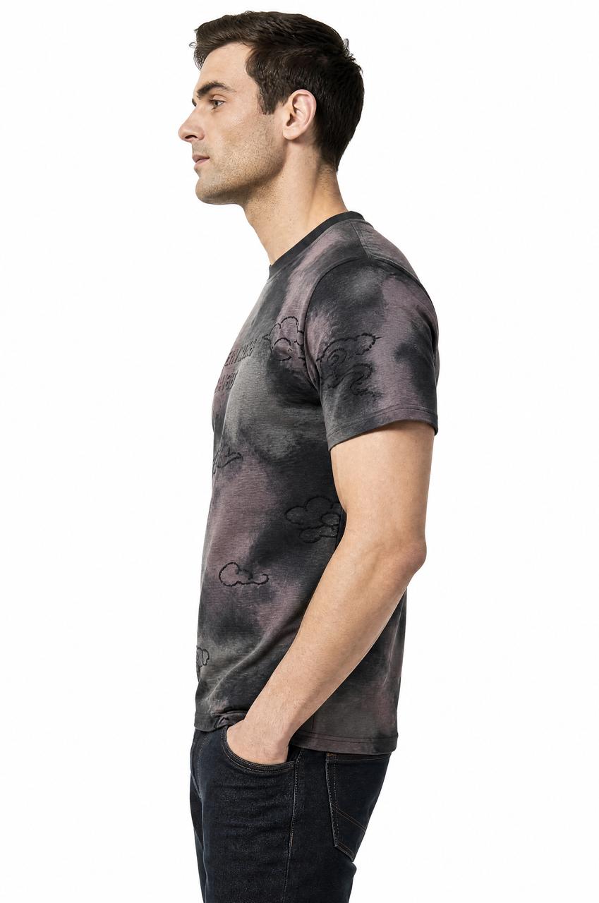 Men Printed Round Neck T-shirt Black Grey - Reprise