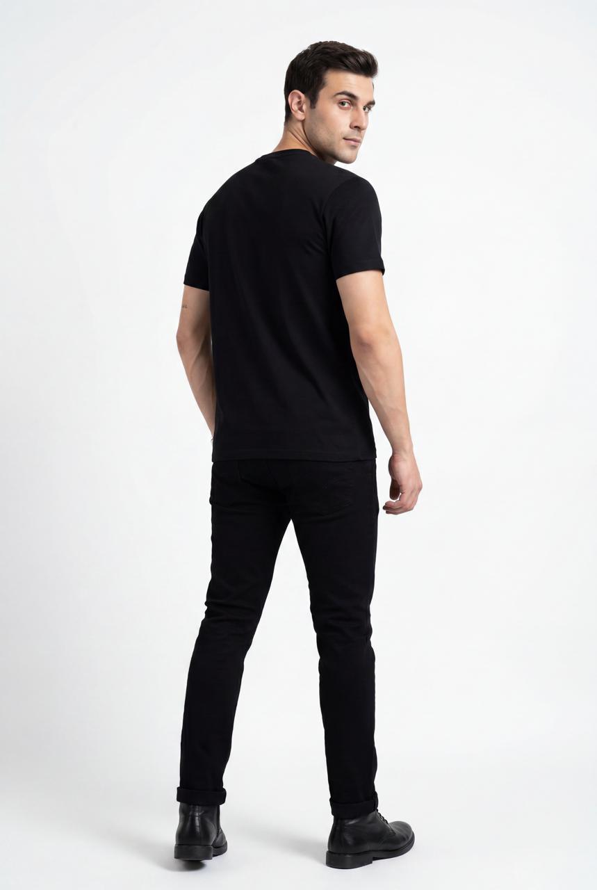 Men Printed Round Neck T-shirt Black - Reprise