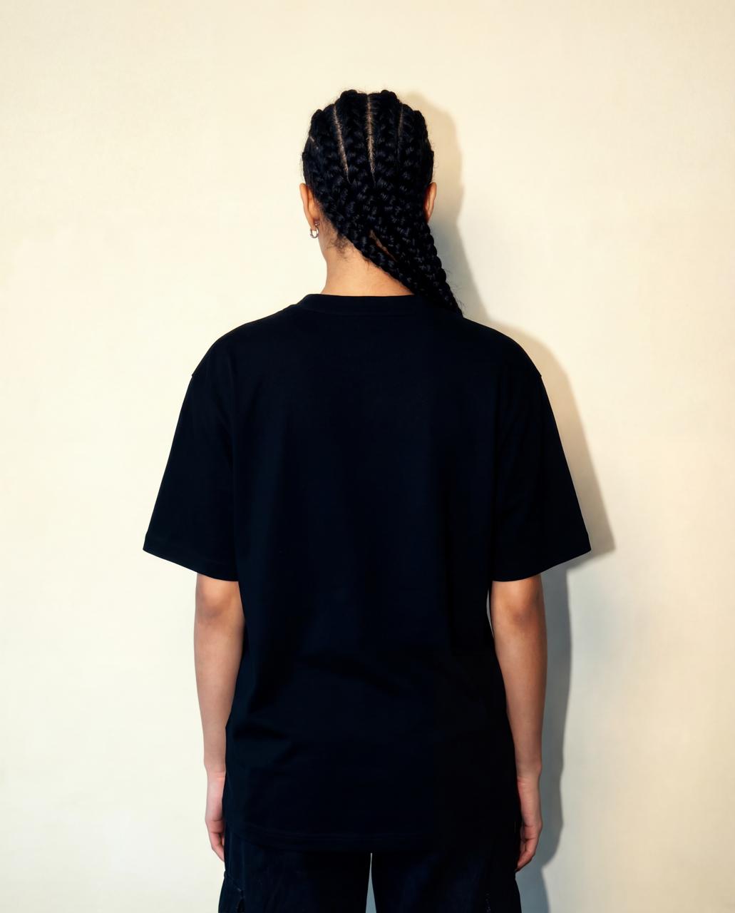 Women Oversized Round Neck Half Sleeves Tshirt Black - Reprise