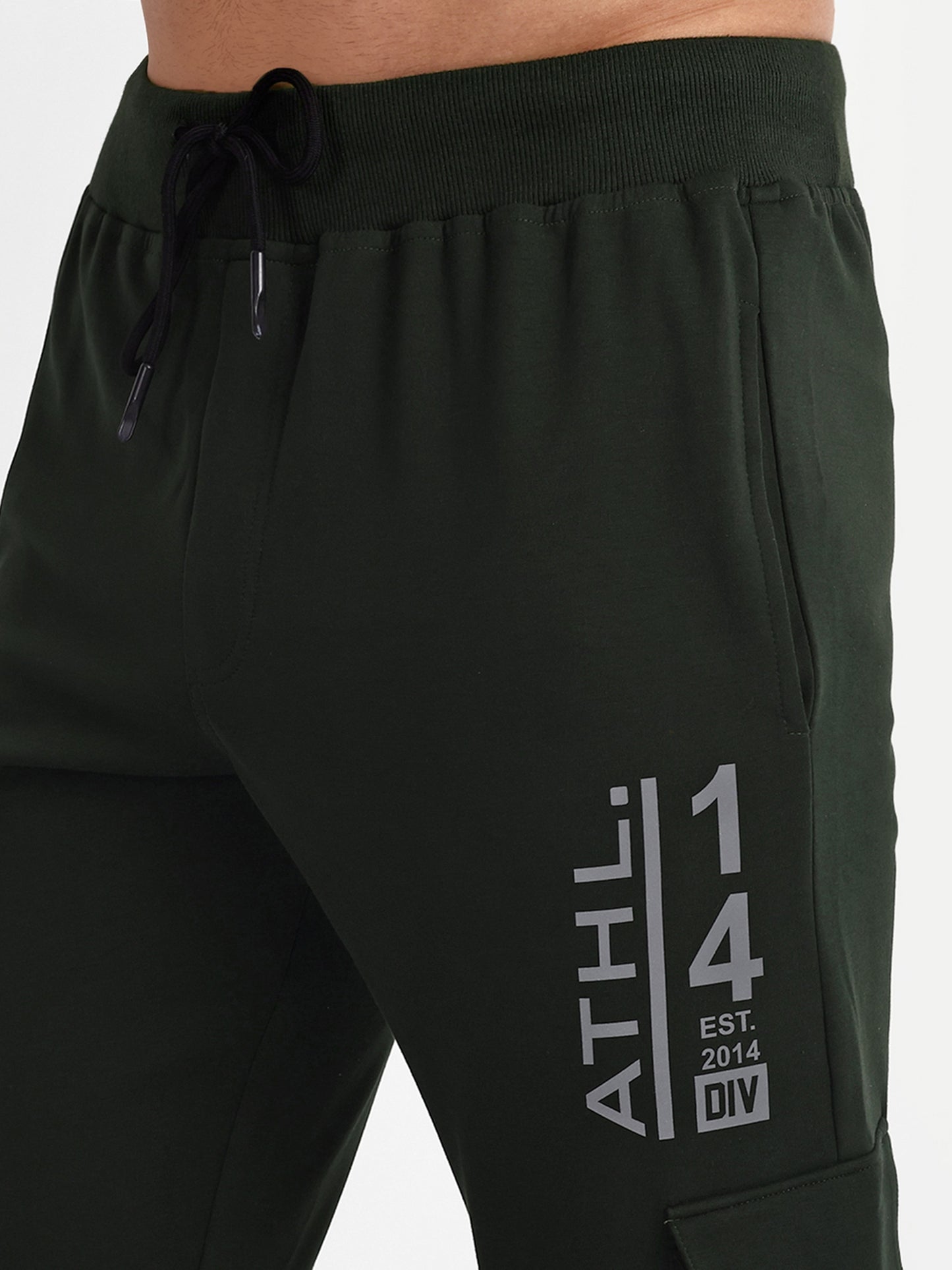 Men's Green Cotton Casual Joggers - Reprise