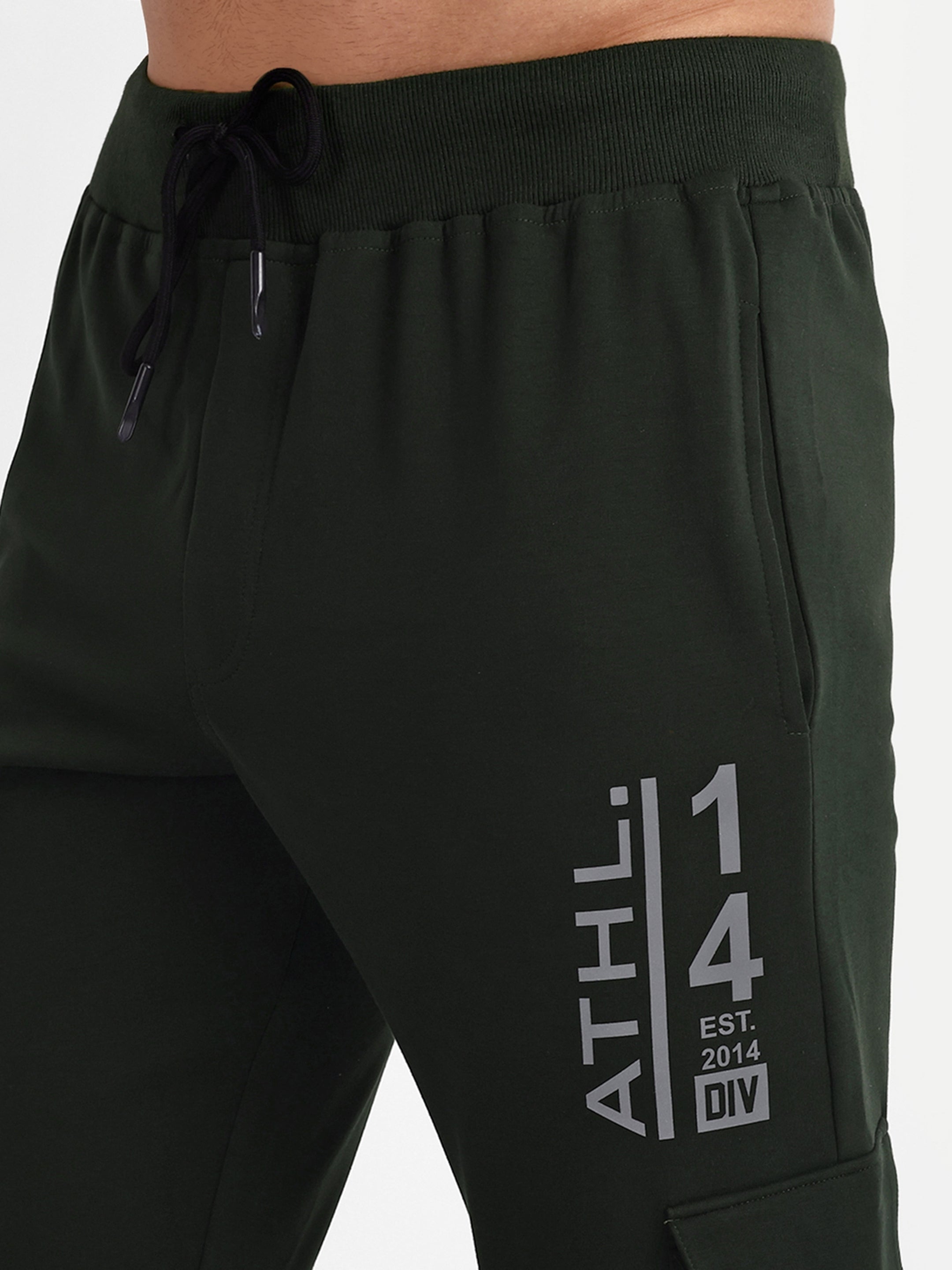 Men's Green Cotton Casual Joggers - Reprise
