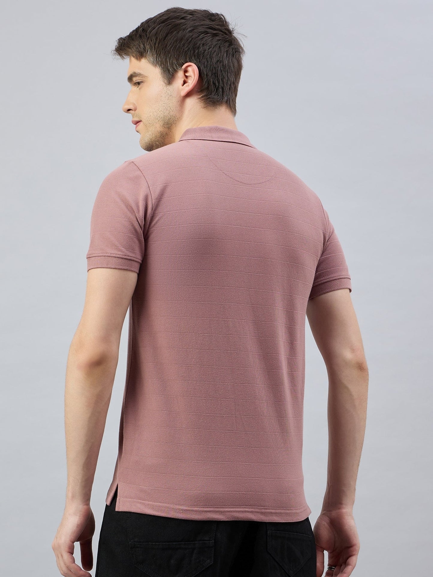 Men Mauve Cotton Polo T-Shirts