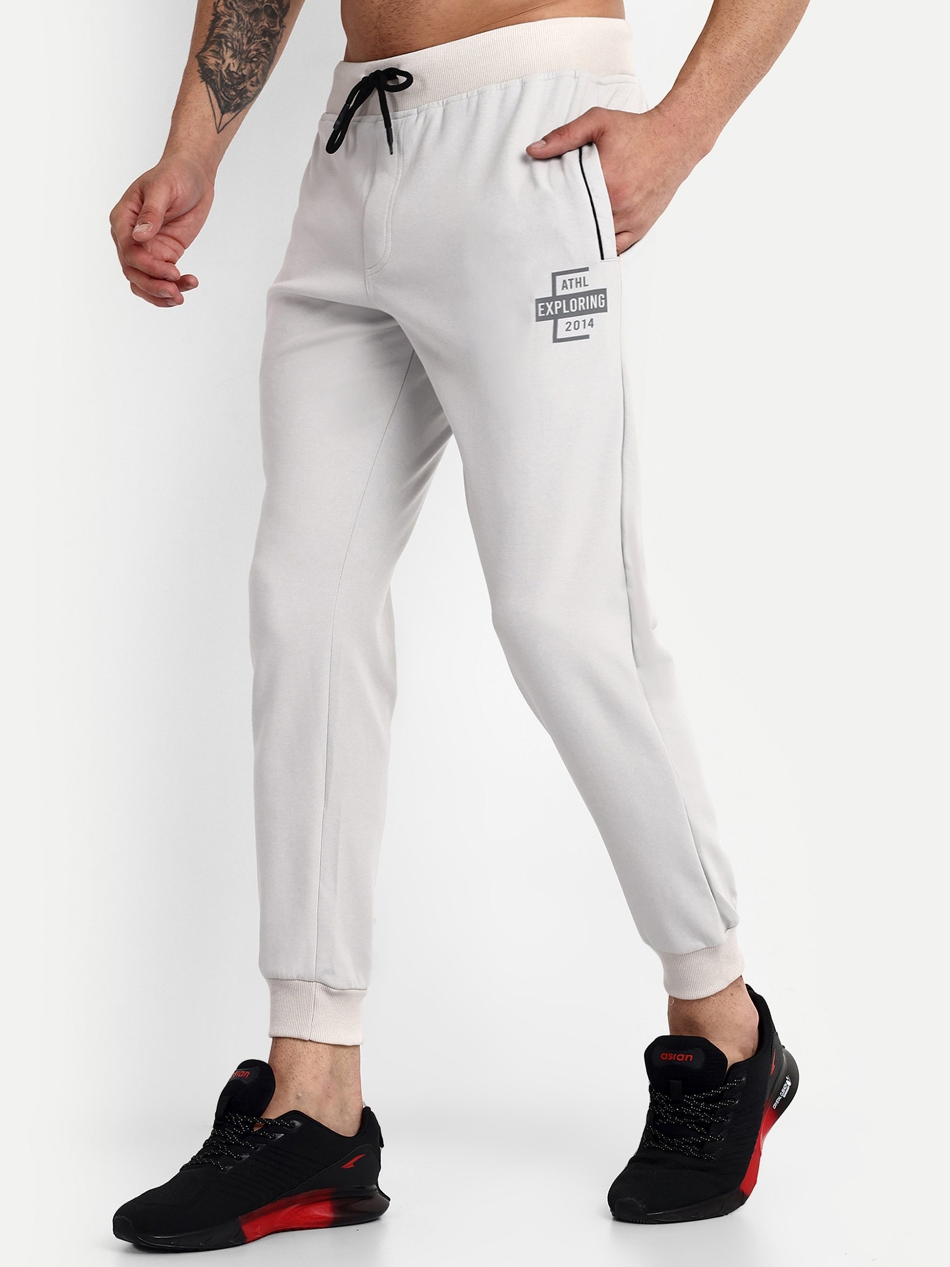 Men's Grey Cotton Casual Joggers - Reprise