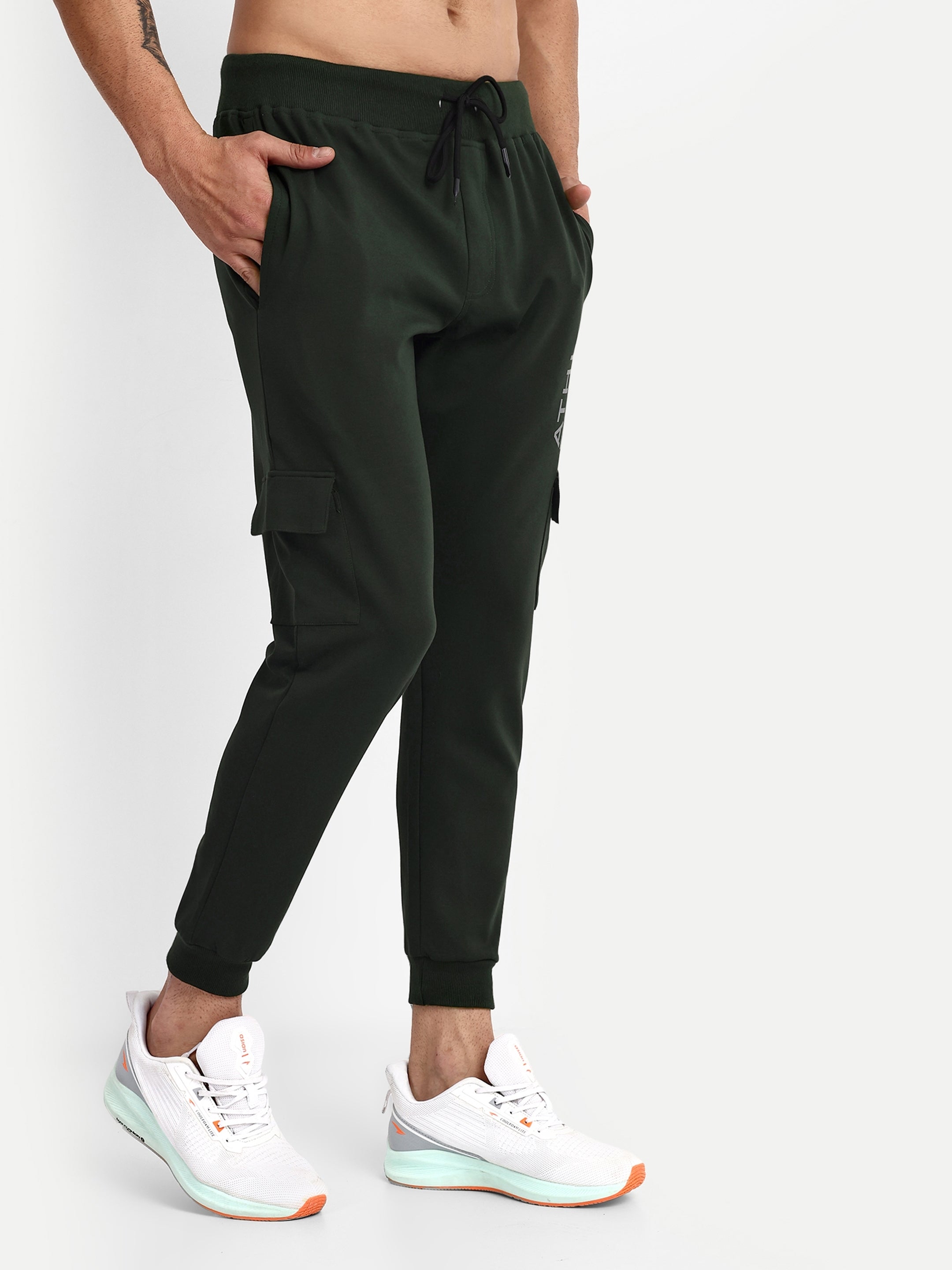 Men's Green Cotton Casual Joggers - Reprise