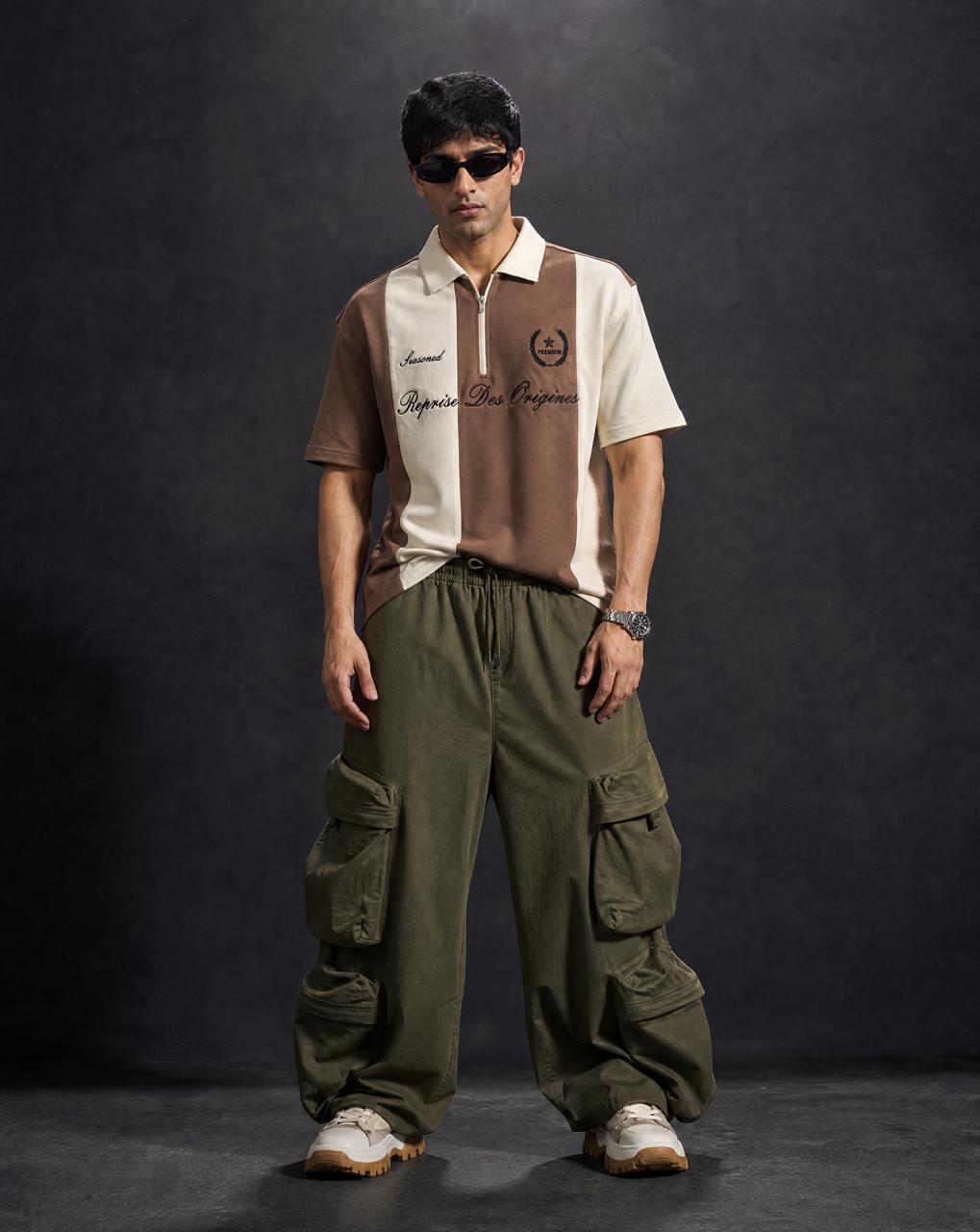 Men Cotton Polo T-Shirts Brown
