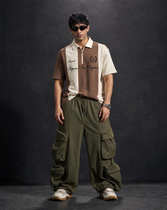 Men Cotton Polo T-Shirts Brown