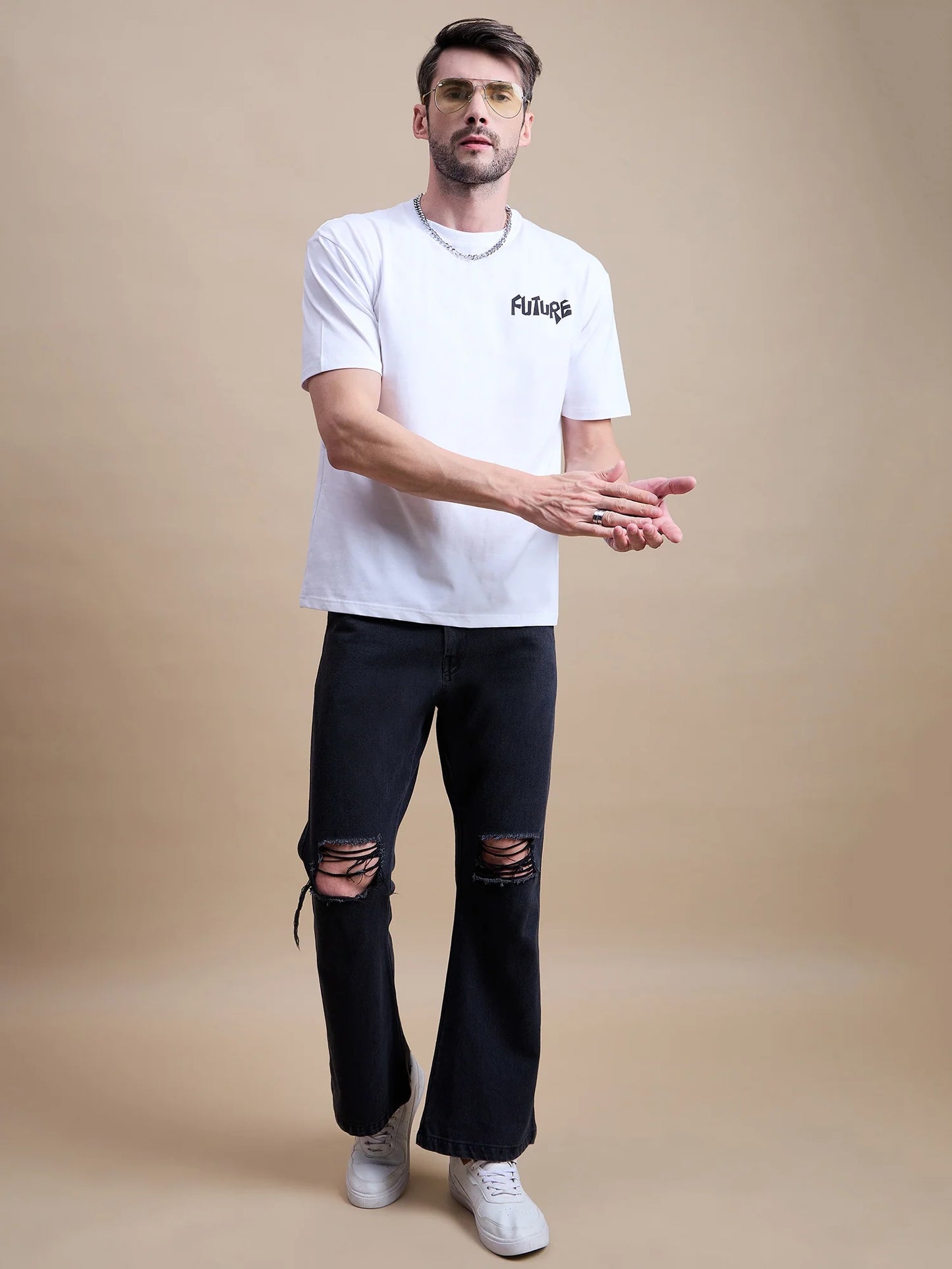 Men's White Cotton Oversized T-Shirt