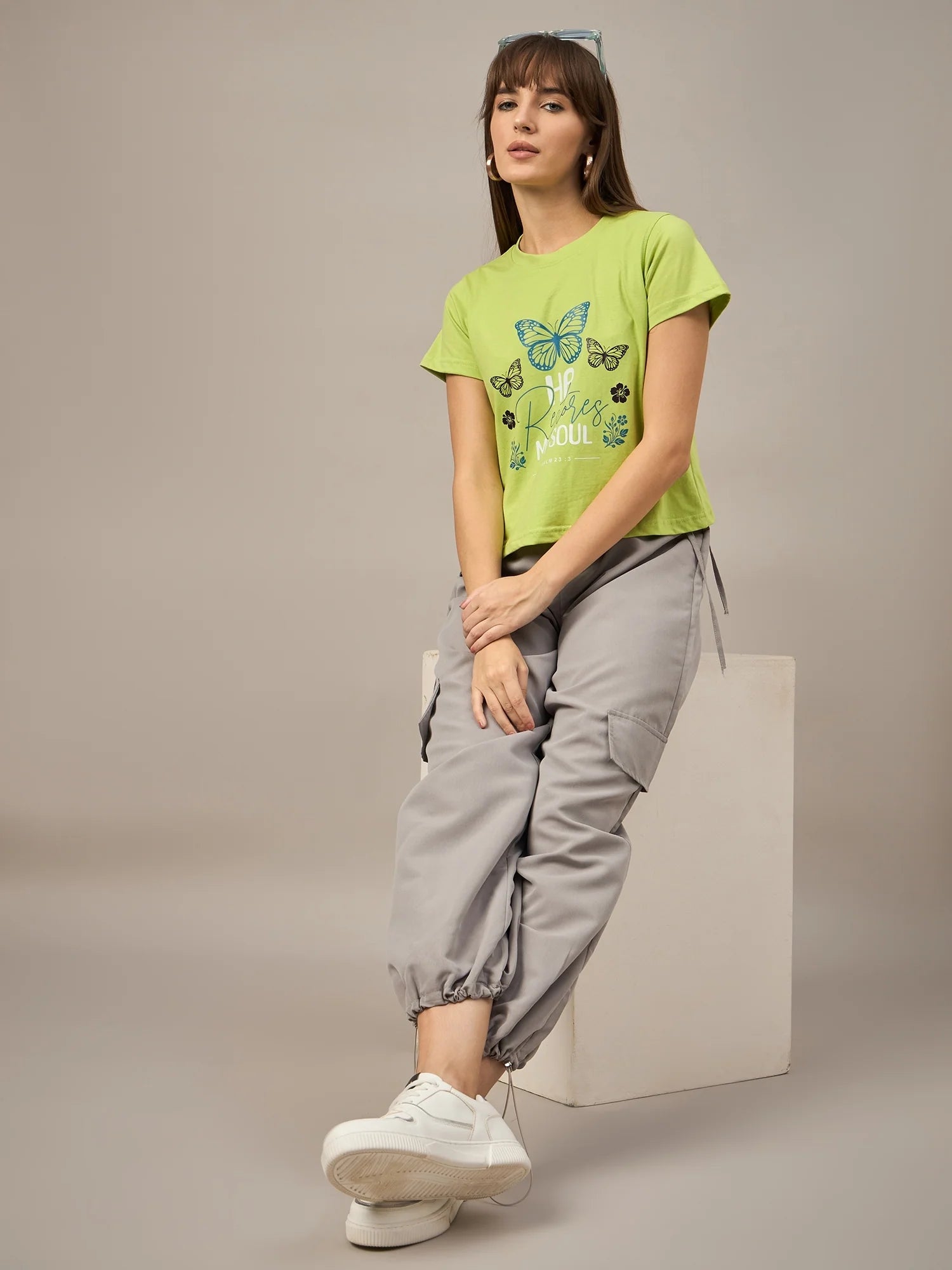 Women Printed Regular Fit T-shirt Green