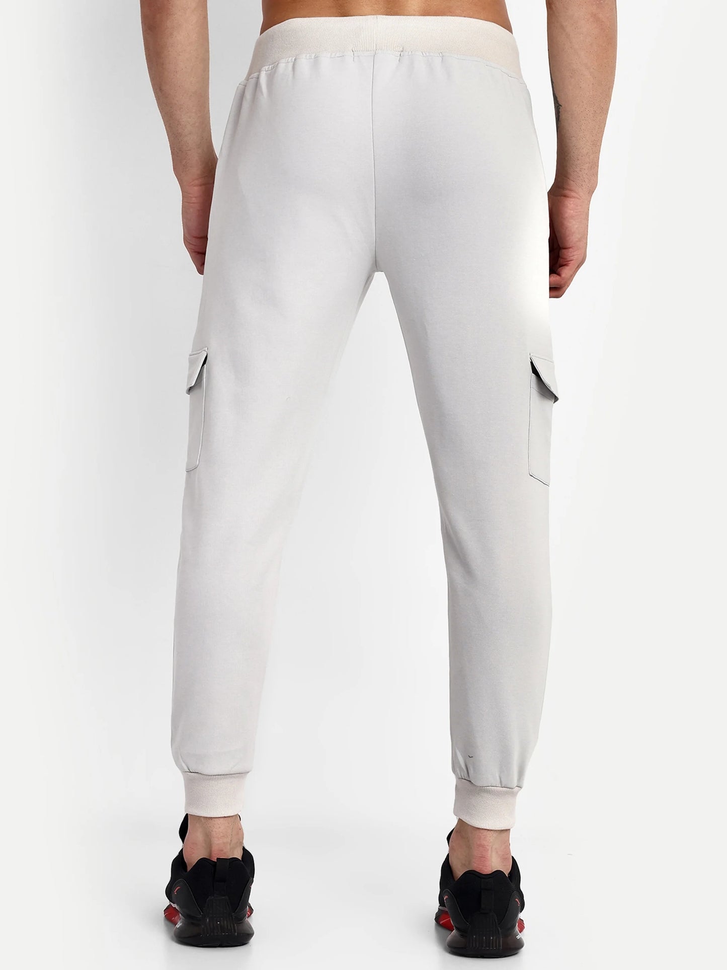 20-Men Grey Cotton Casual Joggers