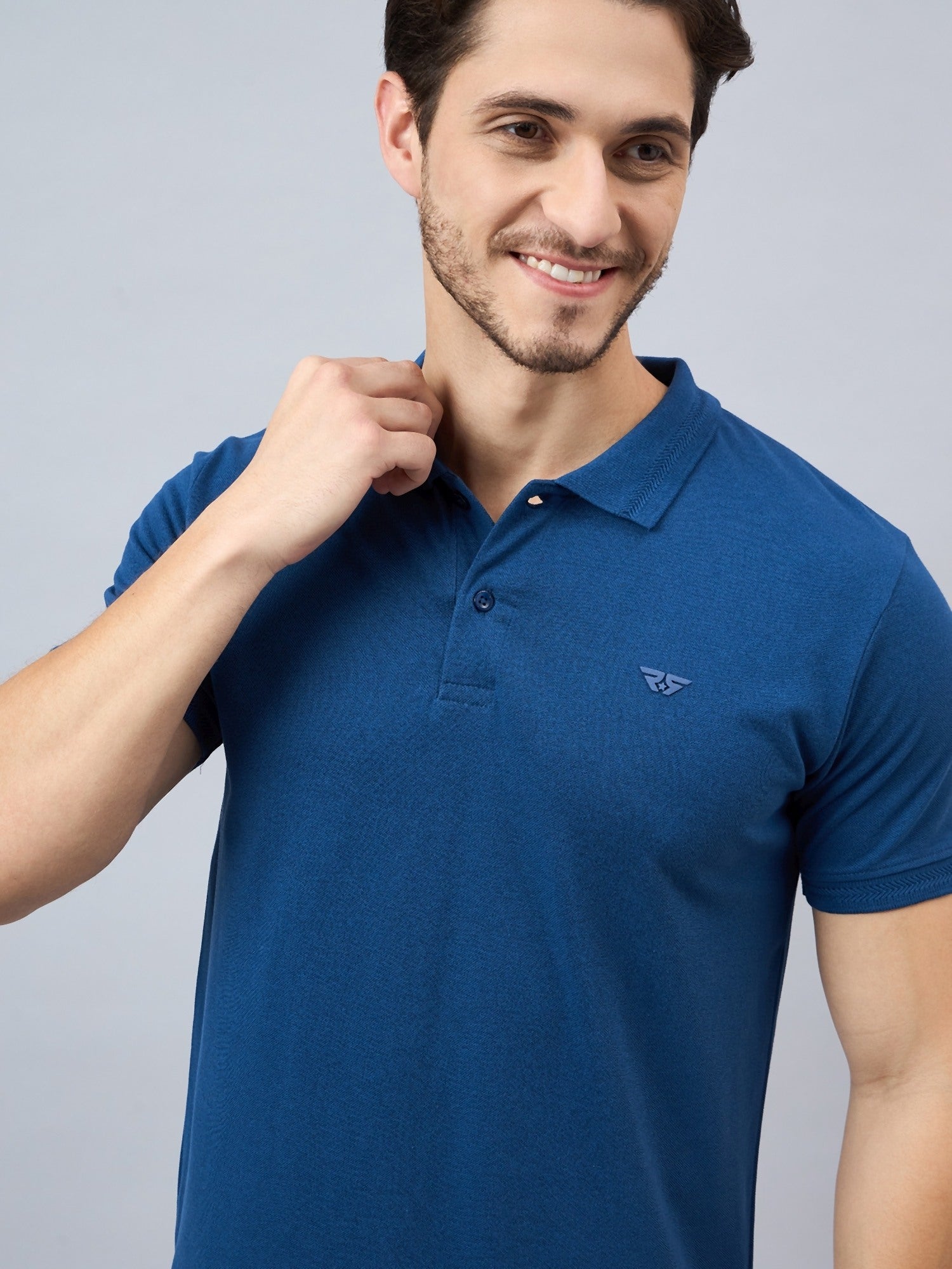 Men's Blue Cotton Polos - Reprise