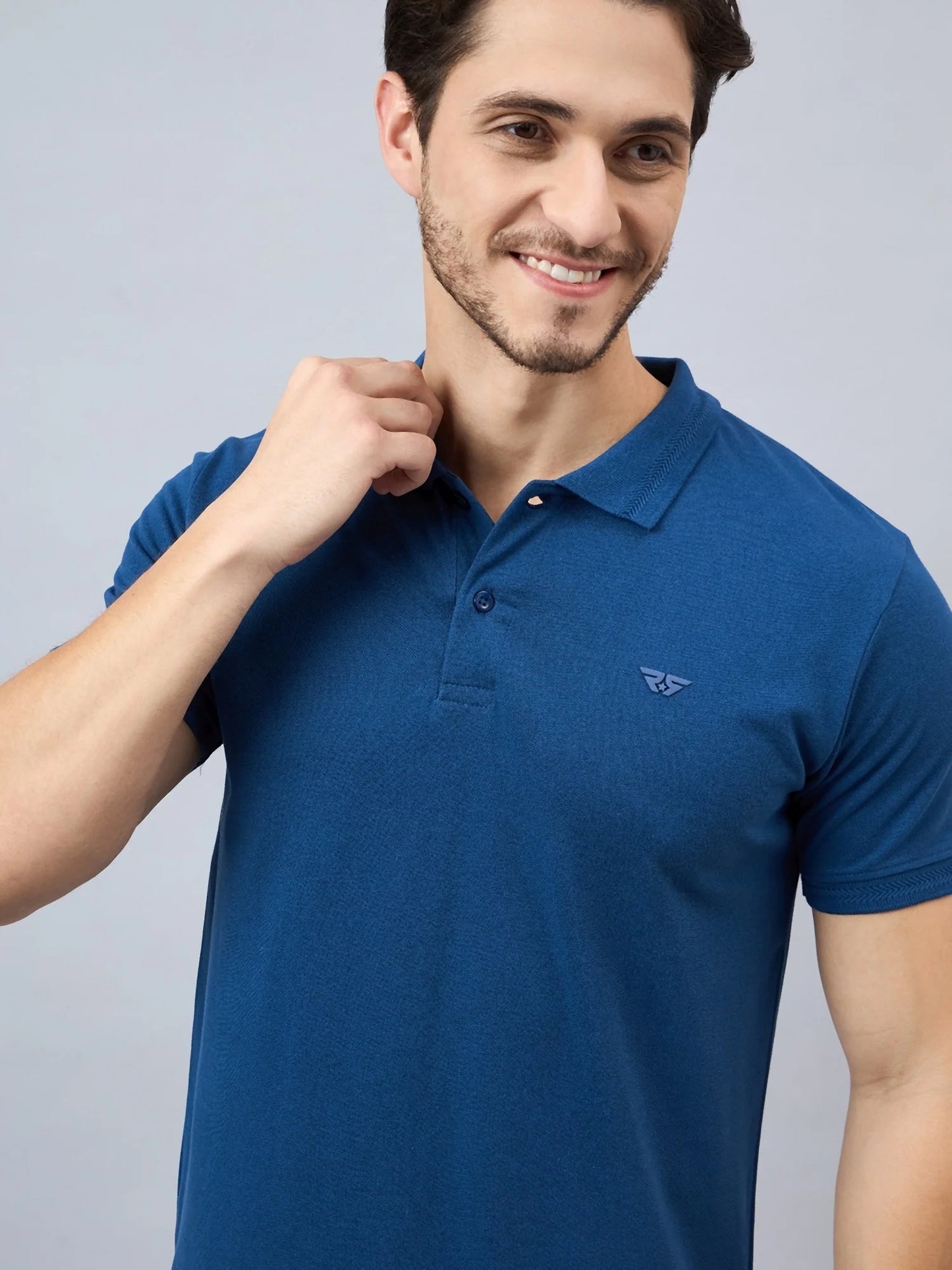 Men Blue Cotton Polos T-Shirts