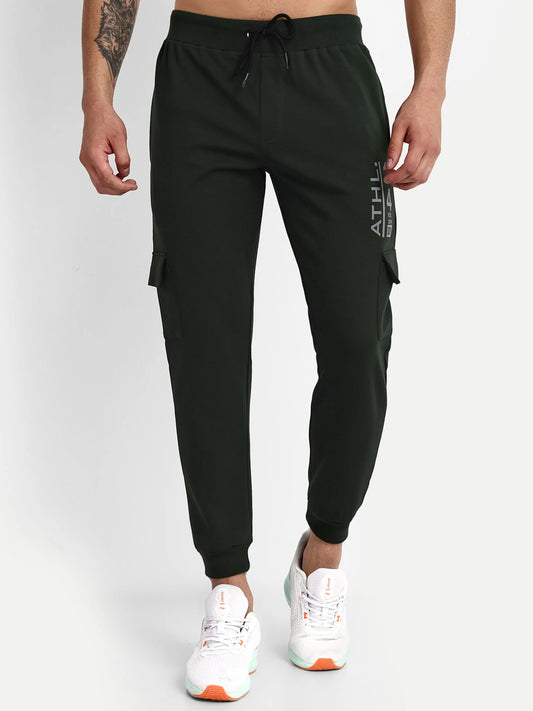 Men Green Cotton Casual Joggers