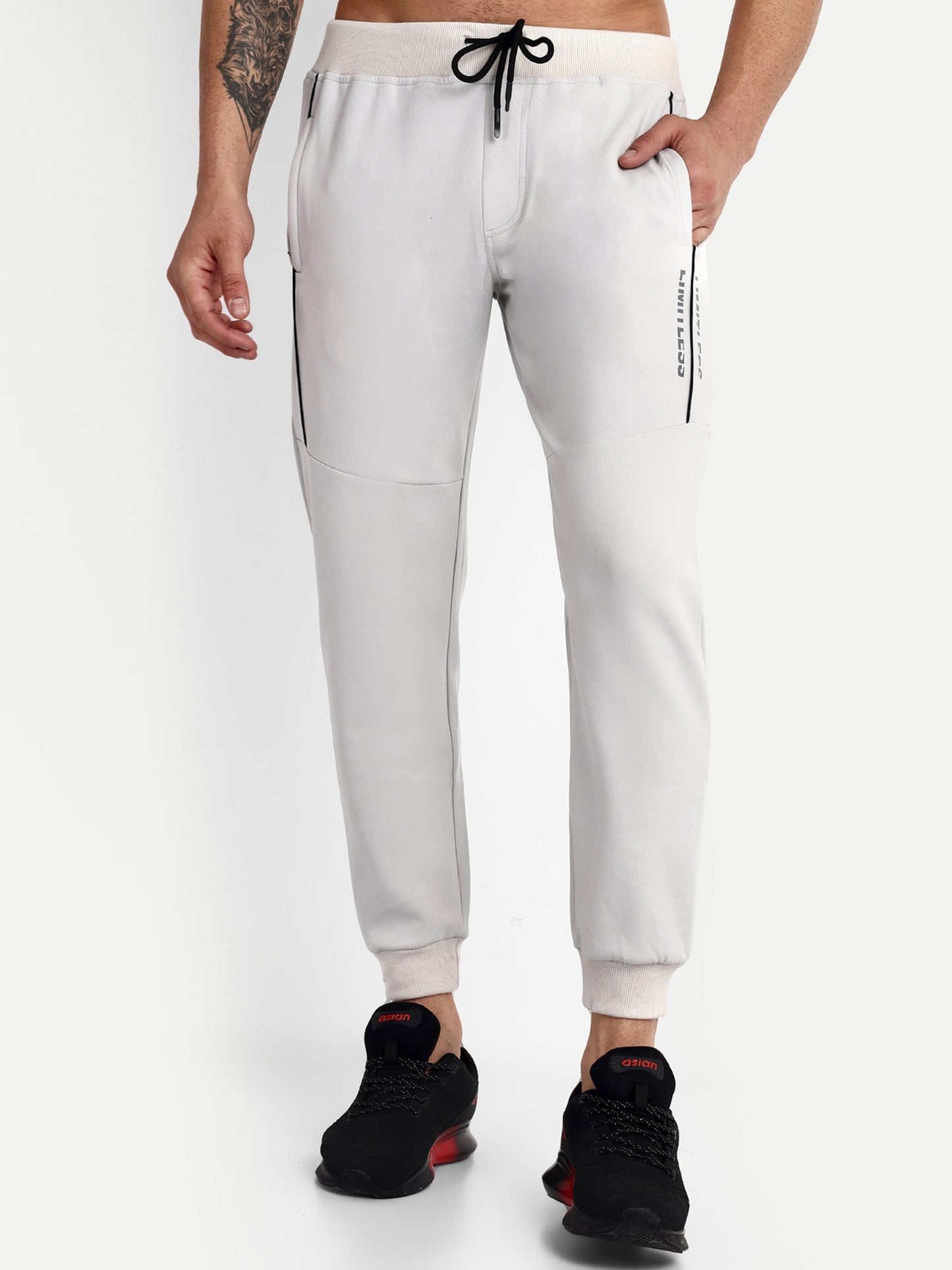Men's Grey Cotton Casual Joggers - Reprise