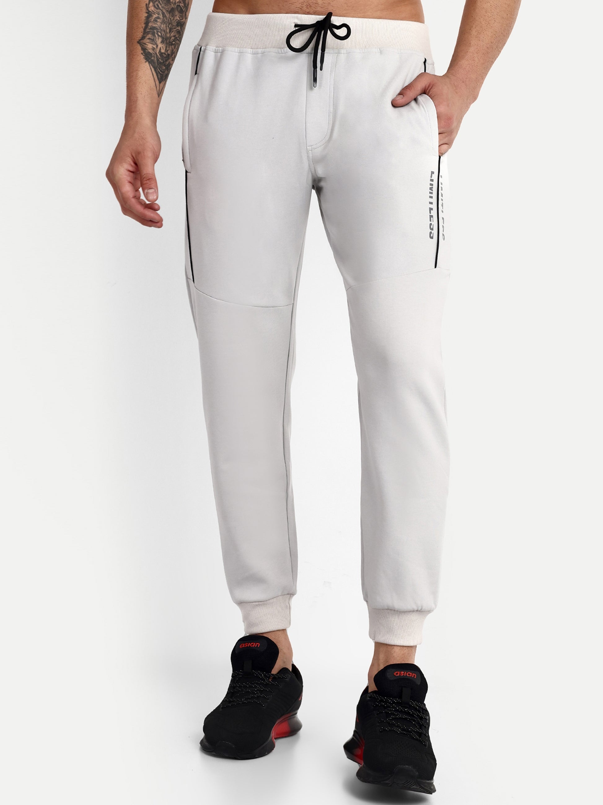 Men's Grey Cotton Casual Joggers - Reprise