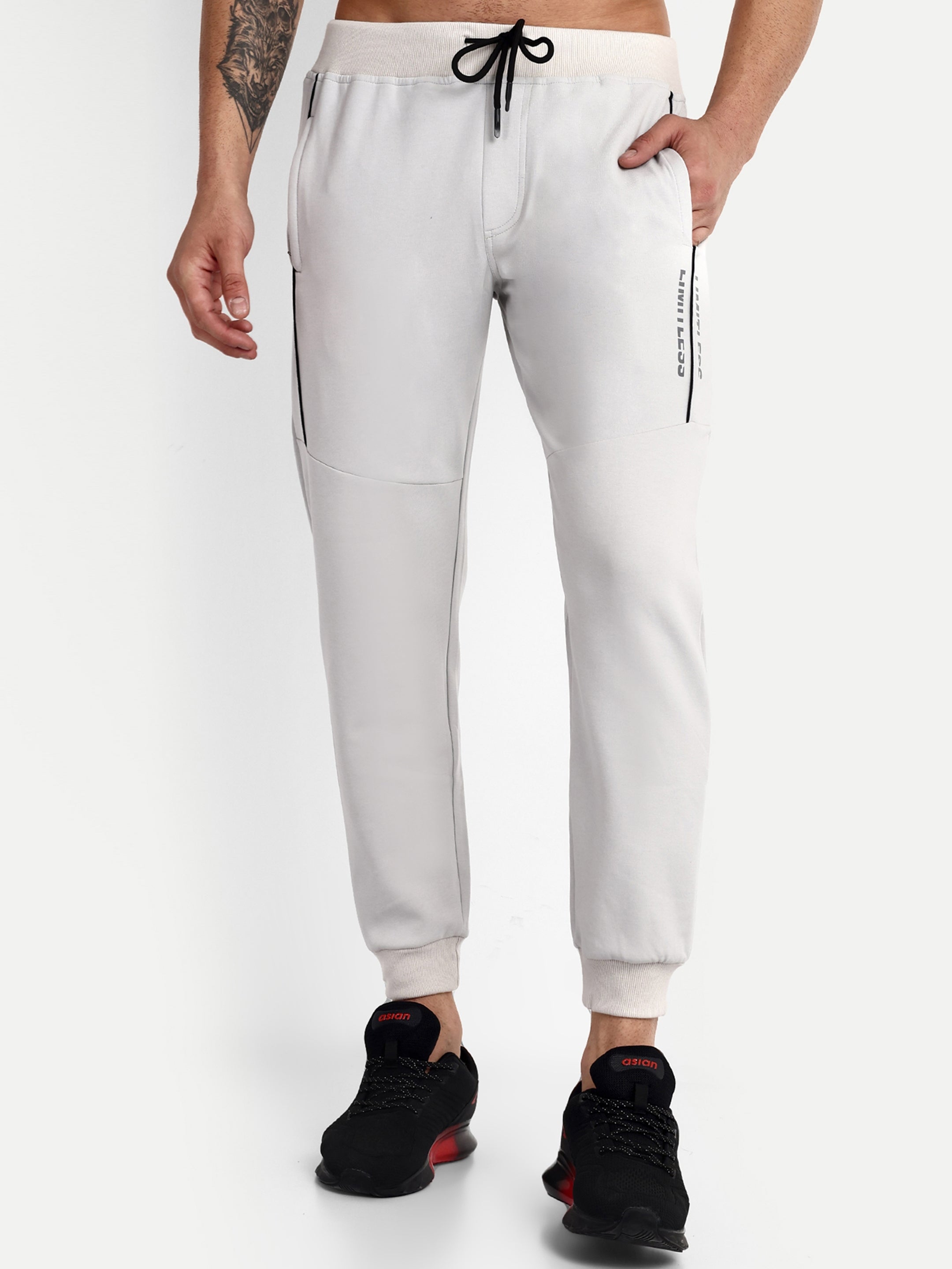 Men's Grey Cotton Casual Joggers - Reprise