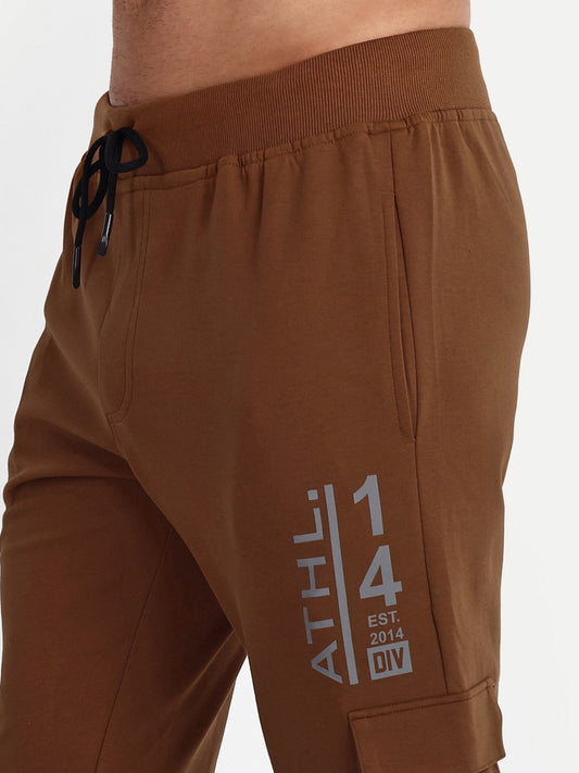 Men's Brown Cotton Casual Joggers - Reprise