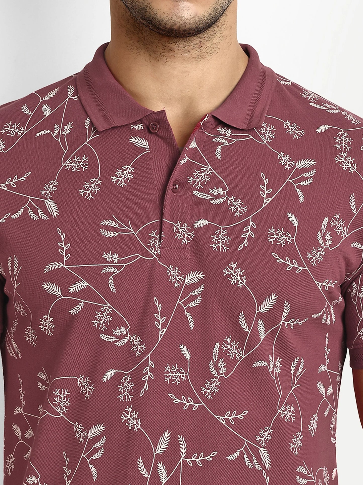 Men Printed Cotton Brown Polo T-Shirts