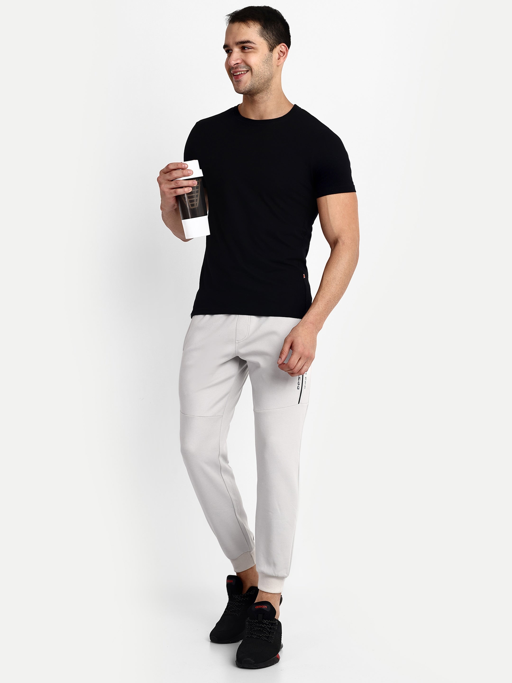 Men's Grey Cotton Casual Joggers - Reprise