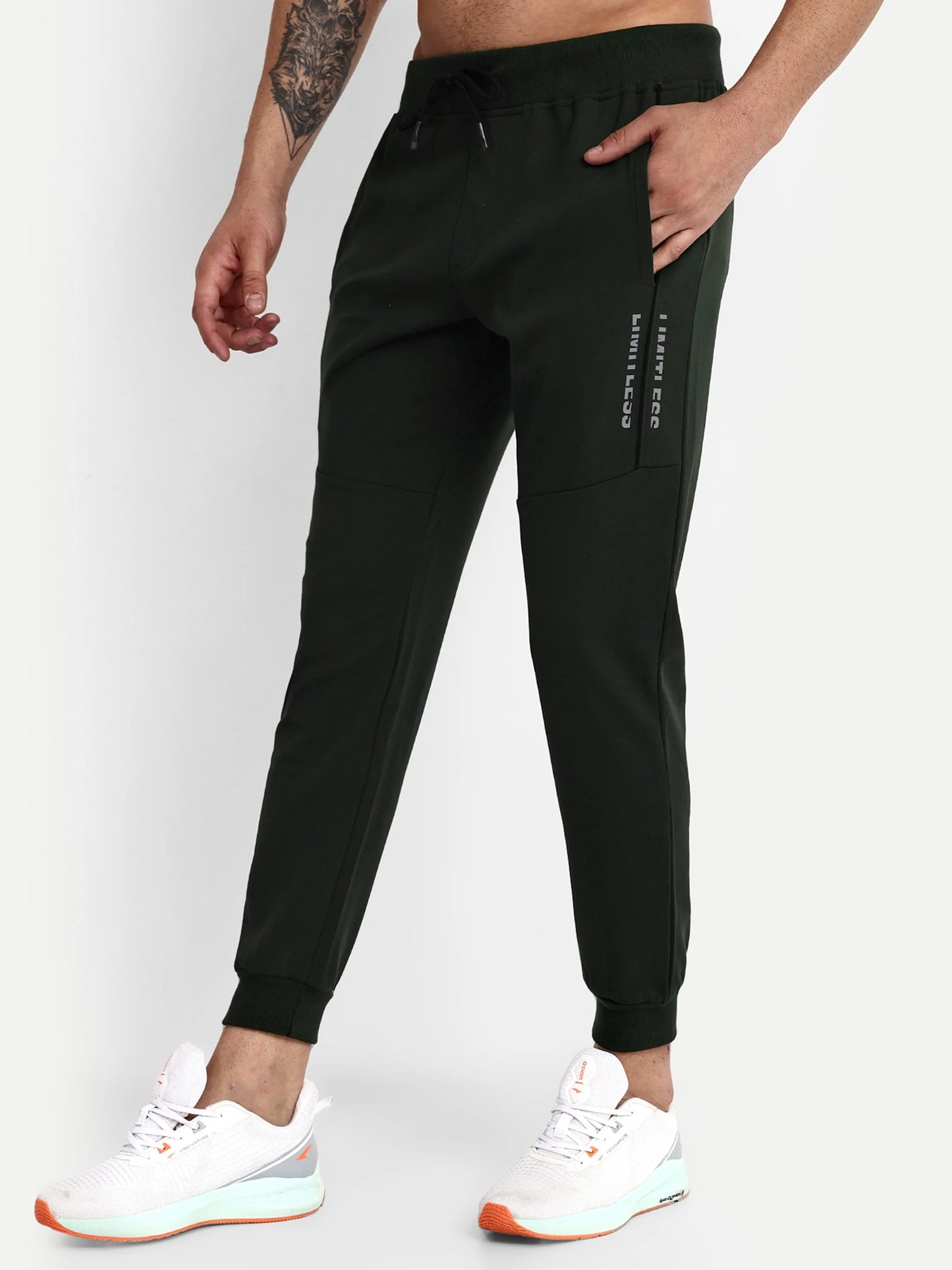 Men Green Cotton Casual Joggers