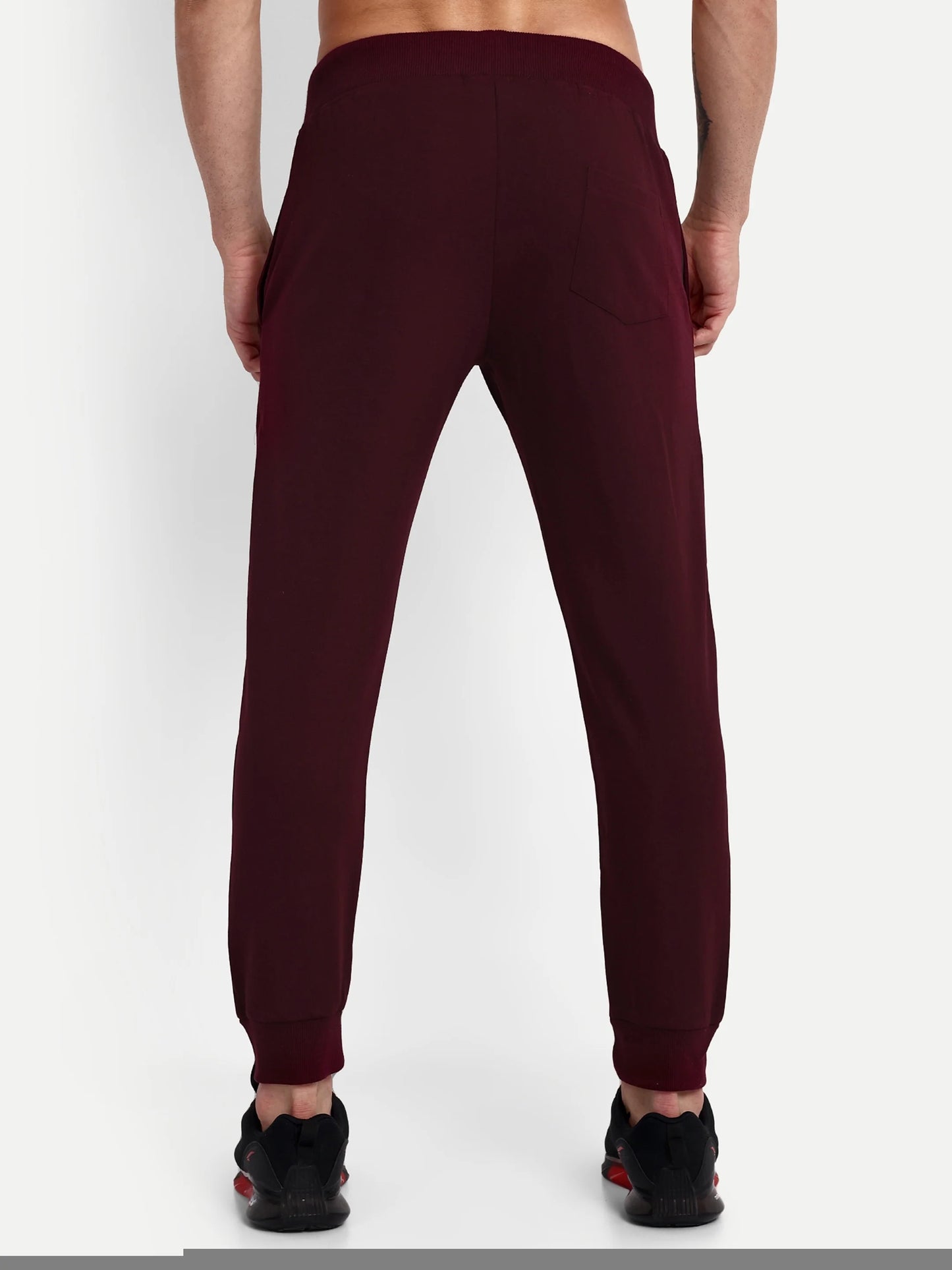 Men Red Cotton Casual Joggers