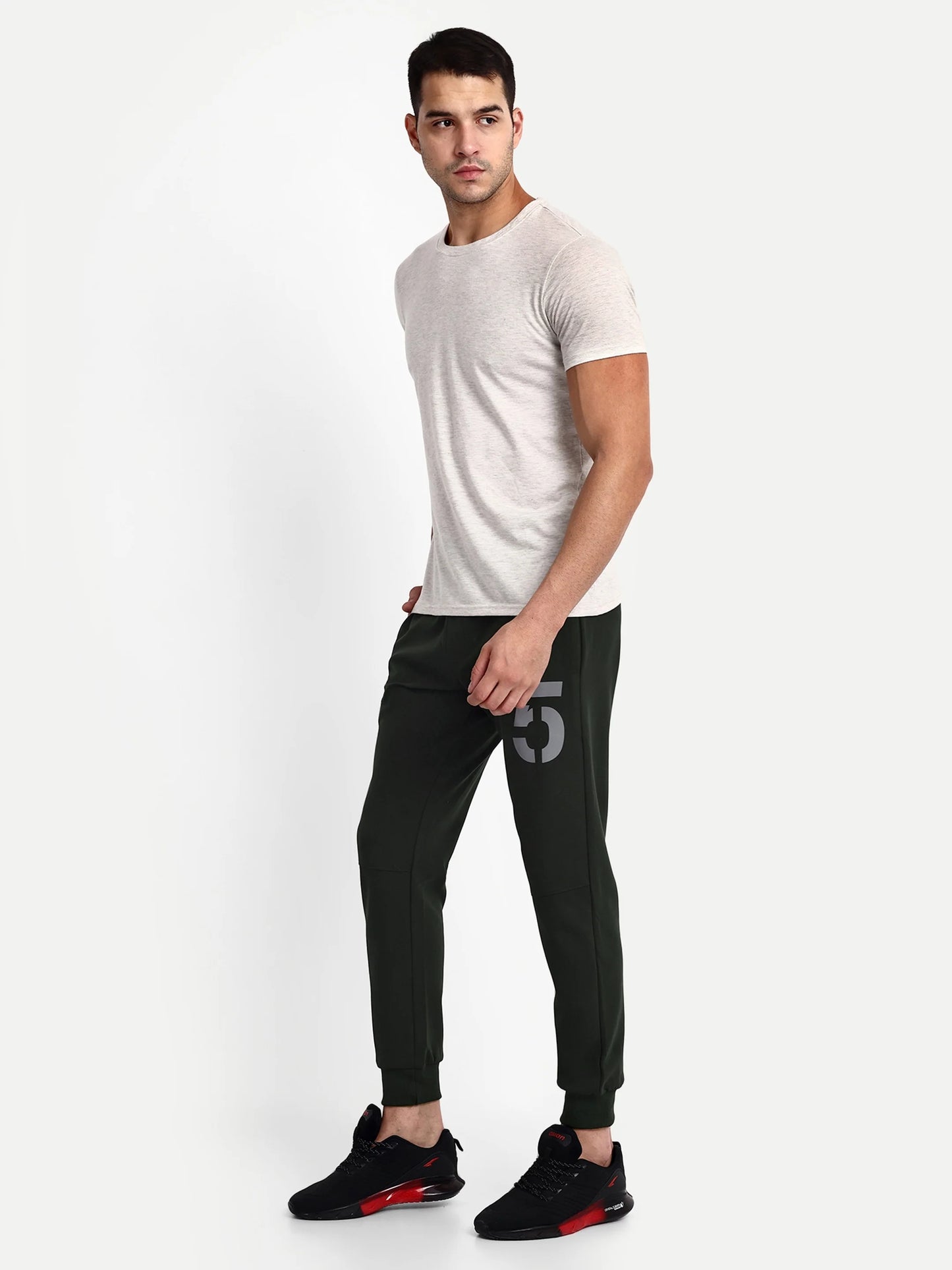 Men Green Cotton Casual Joggers