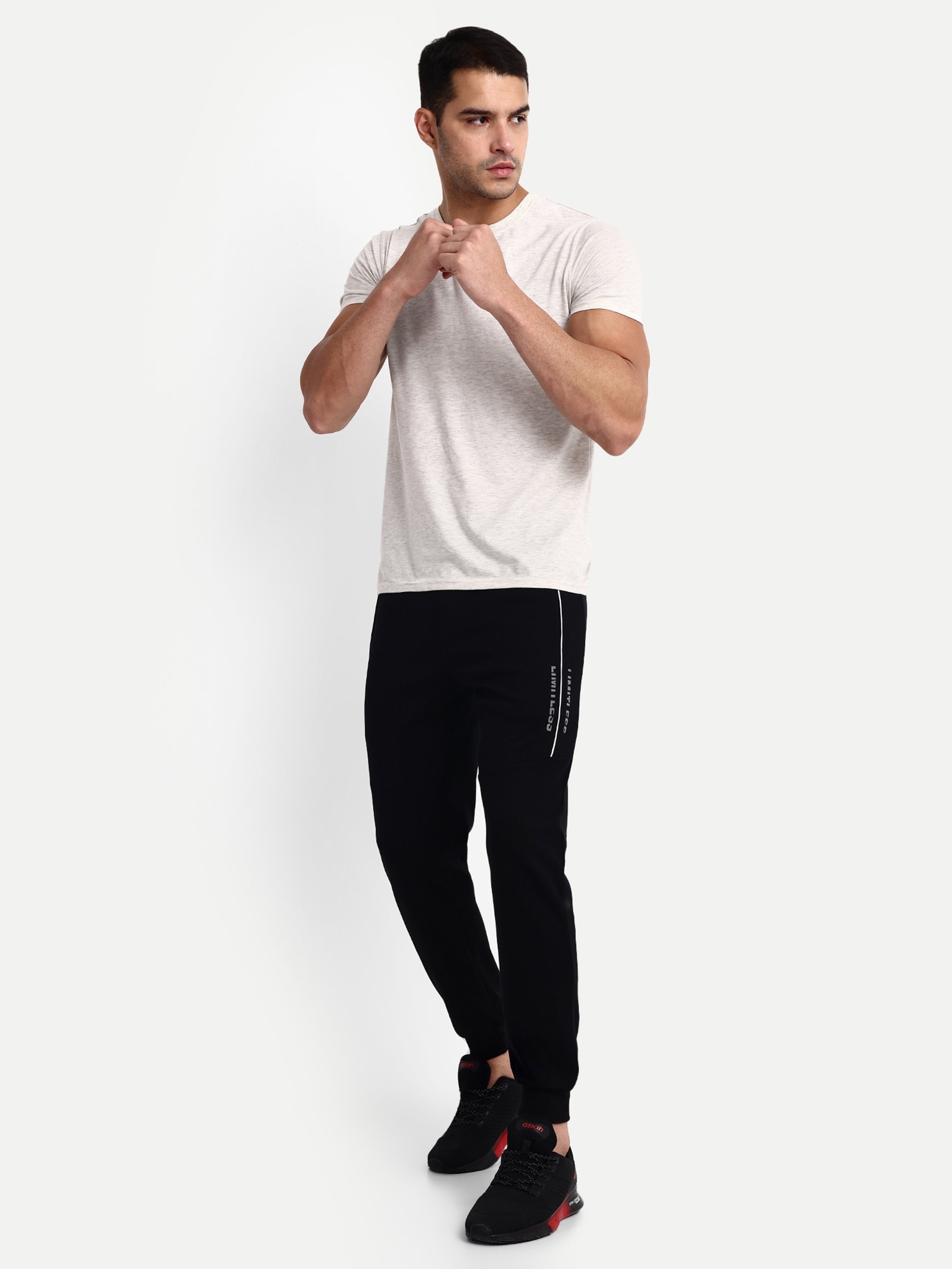 Men's Black Cotton Casual Joggers - Reprise