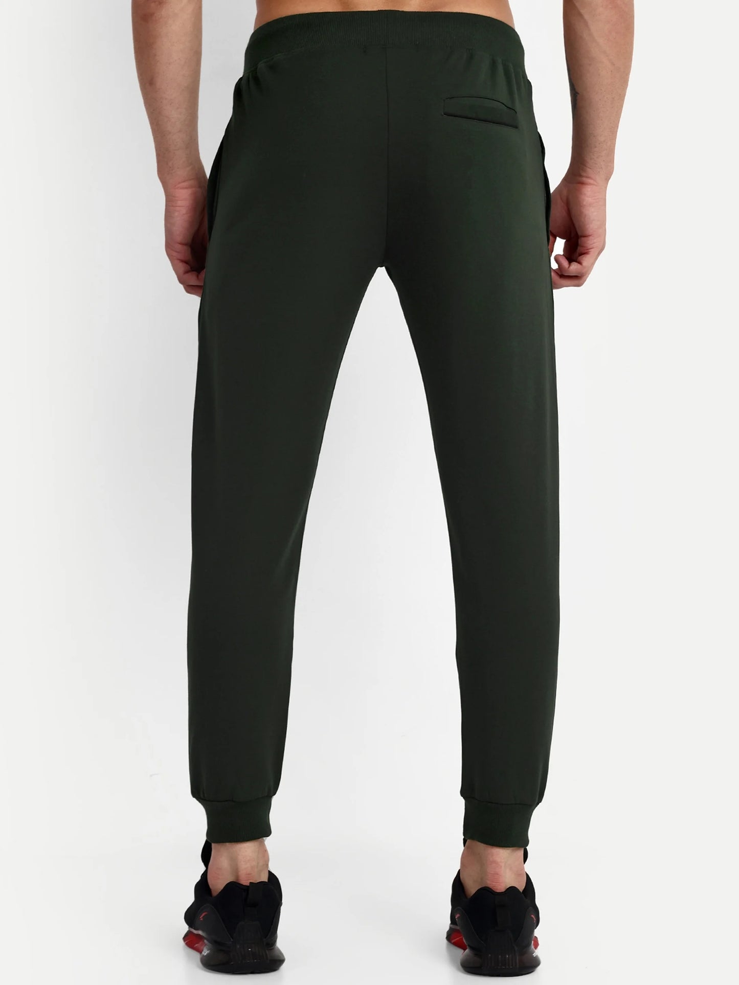Men Green Cotton Casual Joggers