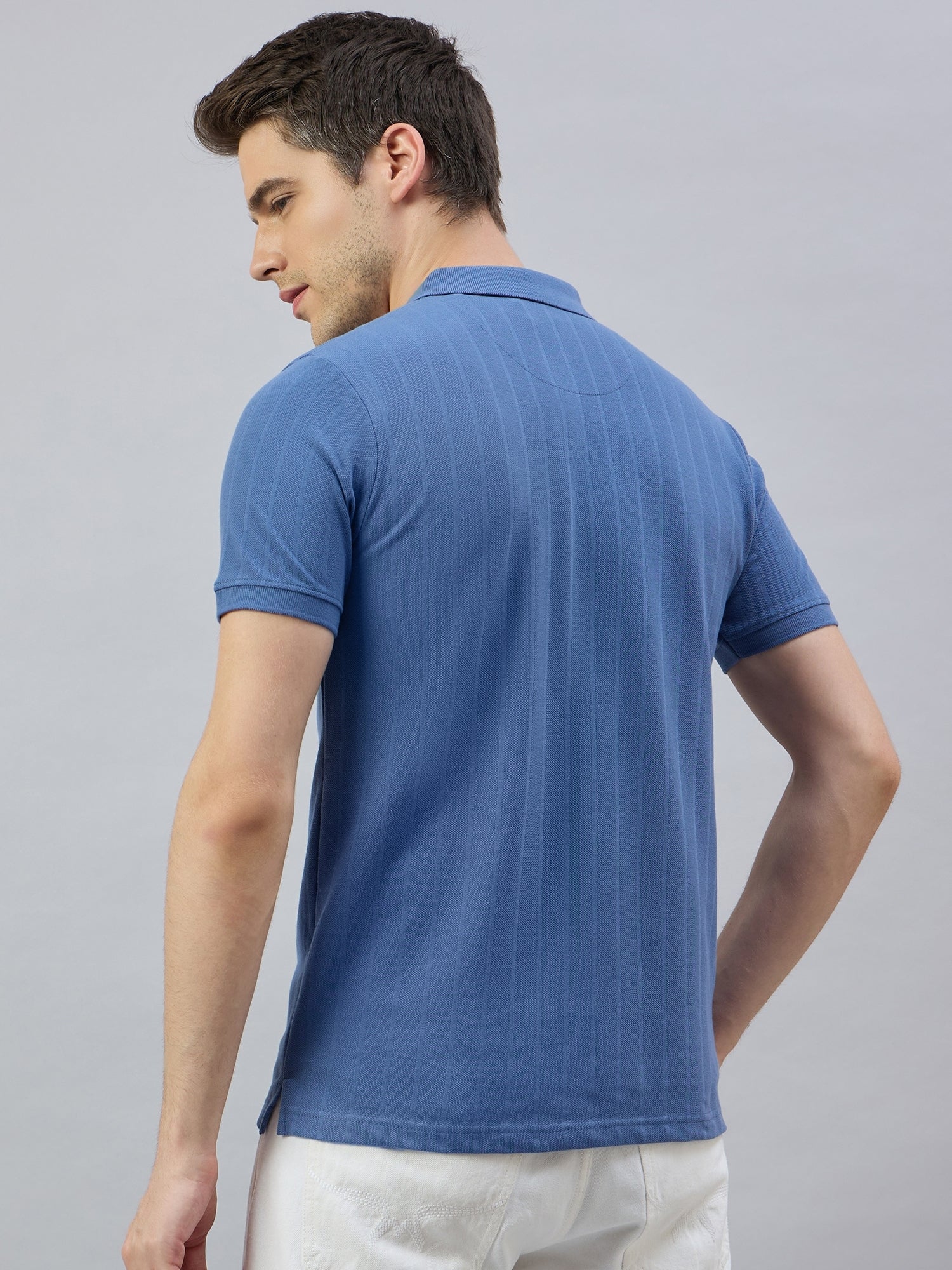 Men's Blue Cotton Polo T-Shirts - Reprise
