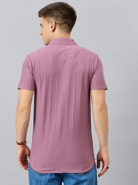 Men Regular Fit Spread Collar Shirt Mauve