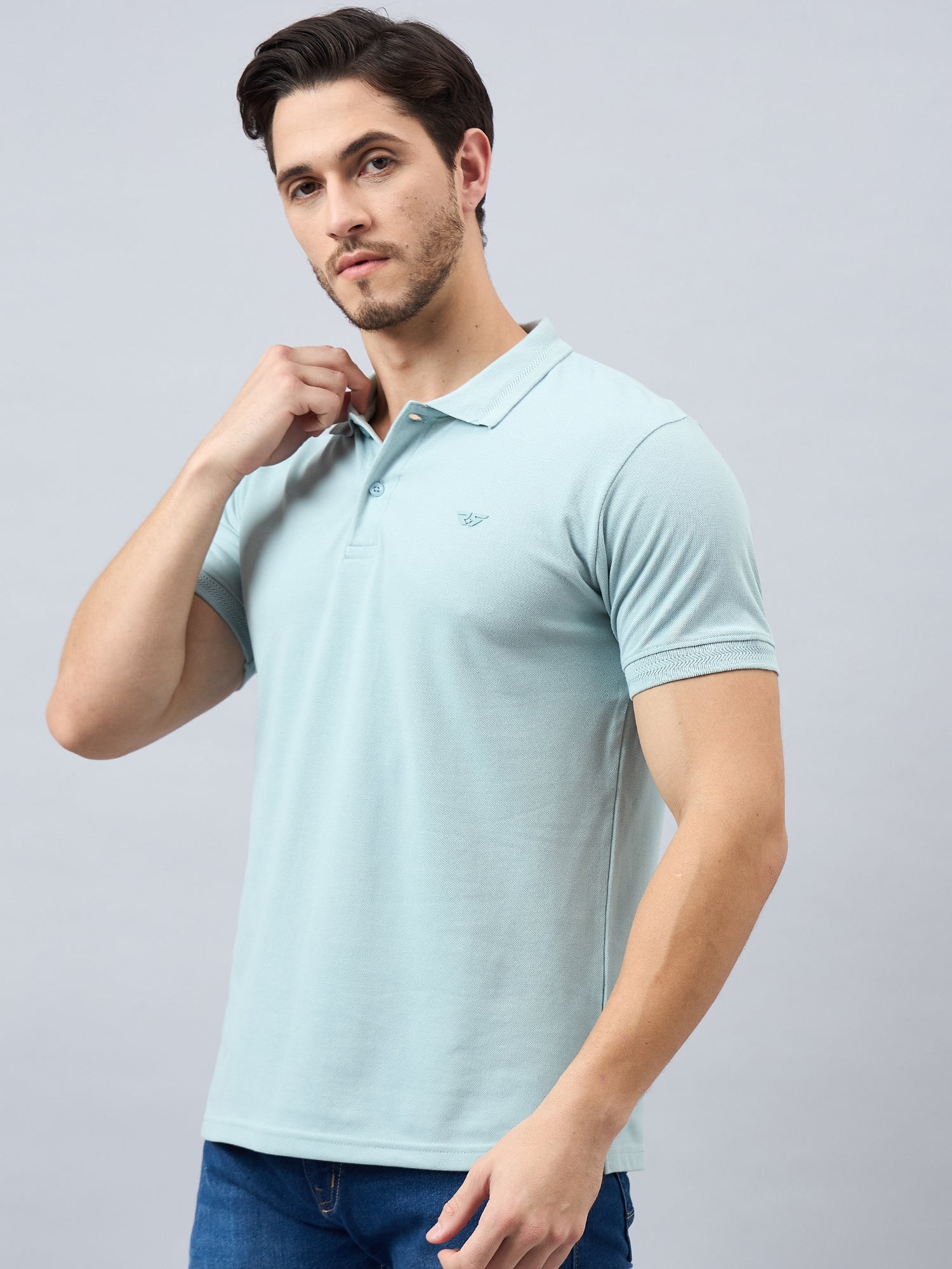 Men's Blue Cotton Polos - Reprise